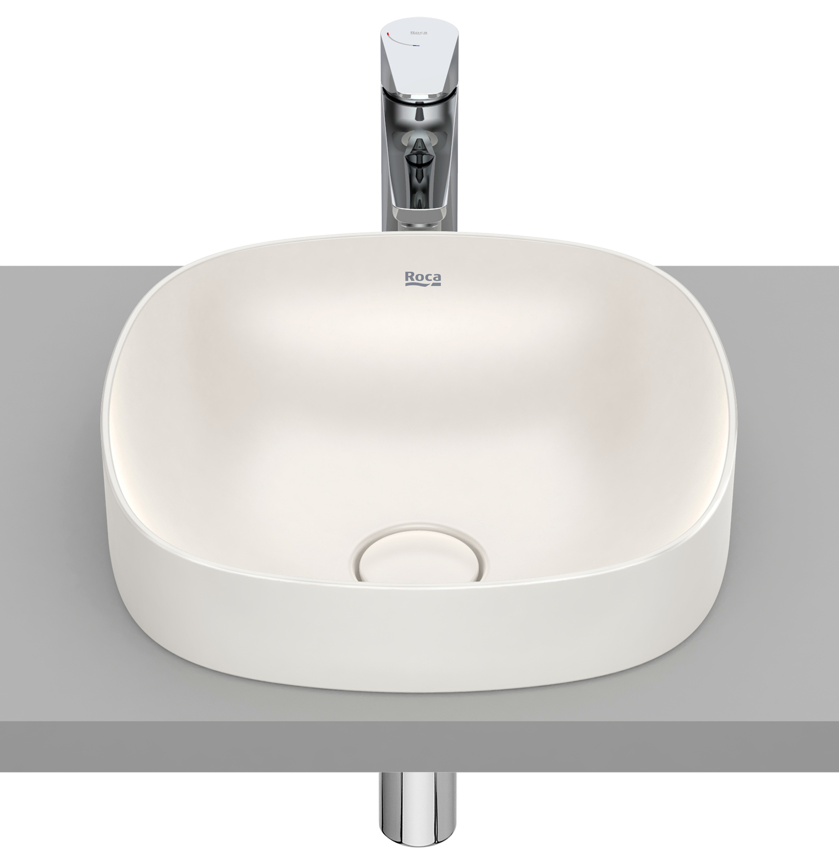 Roca Inspira lavabo 37x37 cm carrée encastrée marron/beige mat A32750R650