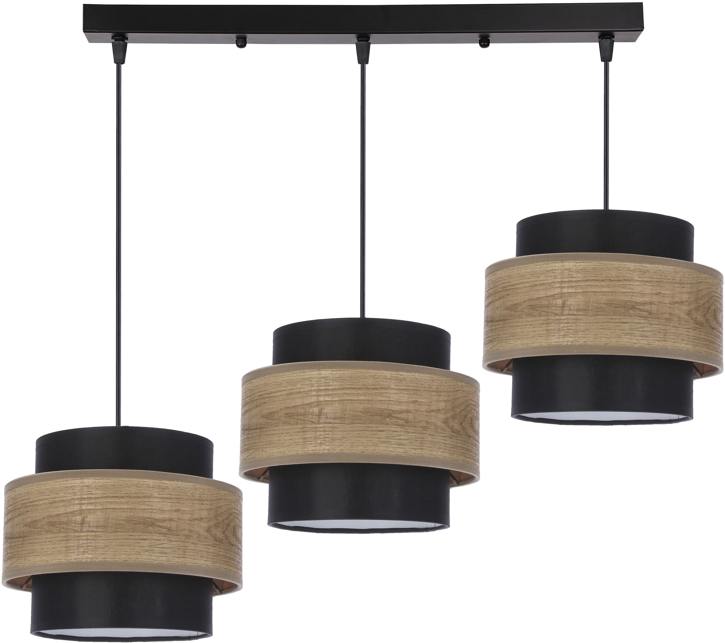 Candellux Twin lampe suspendue 3x40 W noir-bois-marron 33-17895