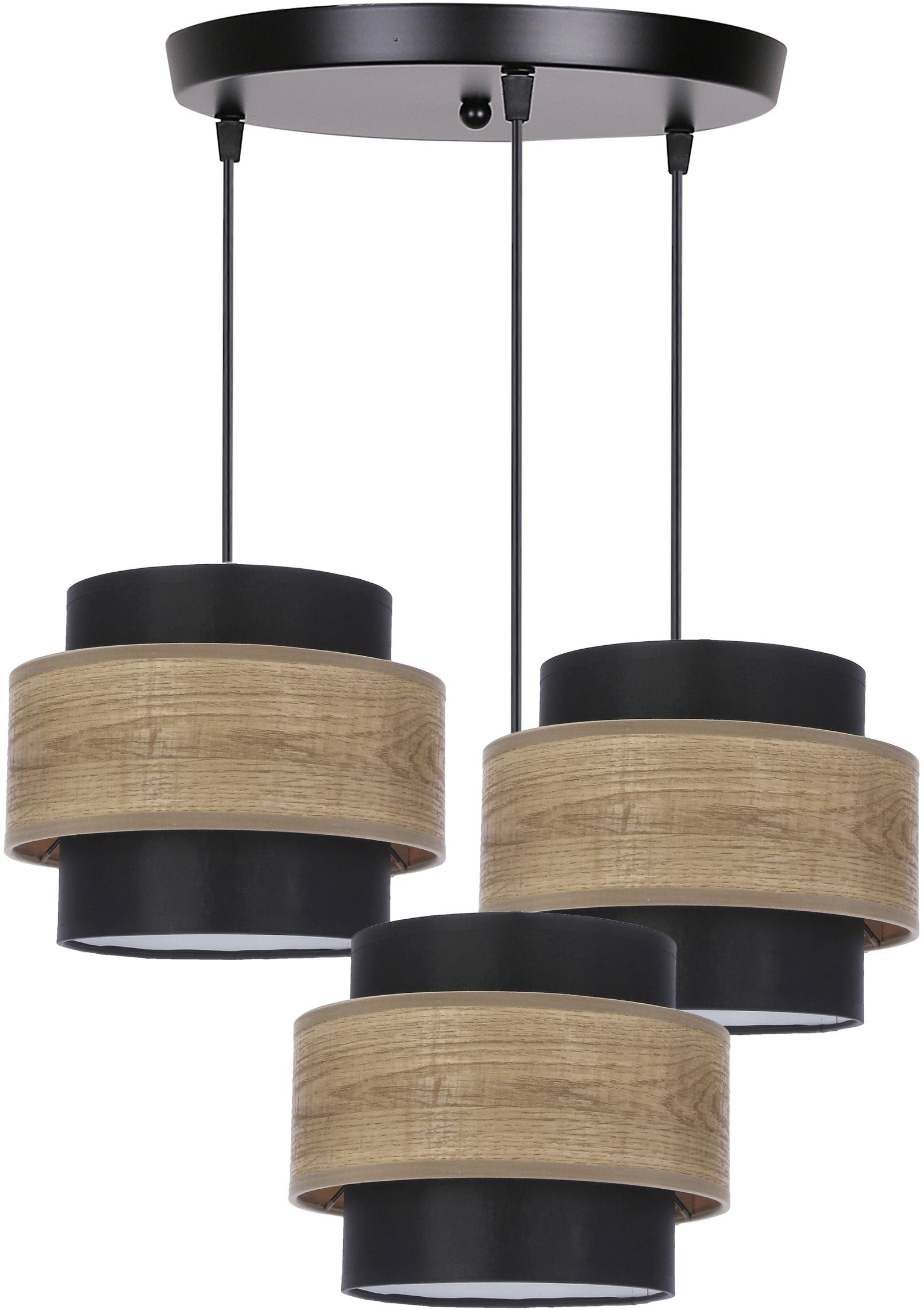 Candellux Twin lampe suspendue 3x40 W noir-bois-marron 33-17901
