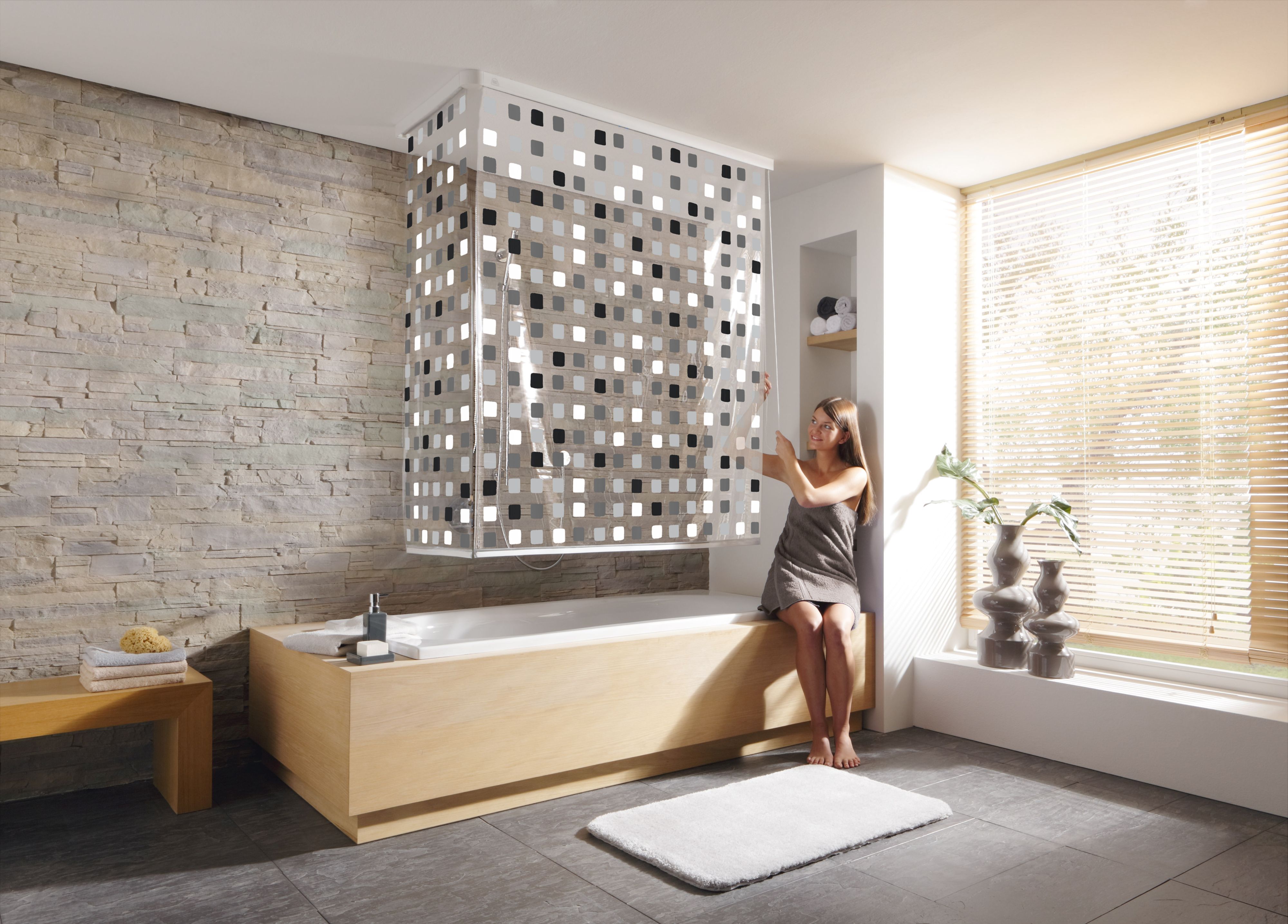 Kleine Wolke Duschrollo stores de douche avec jeu de cassettes 240x138 cm transparent-gris 3319110745