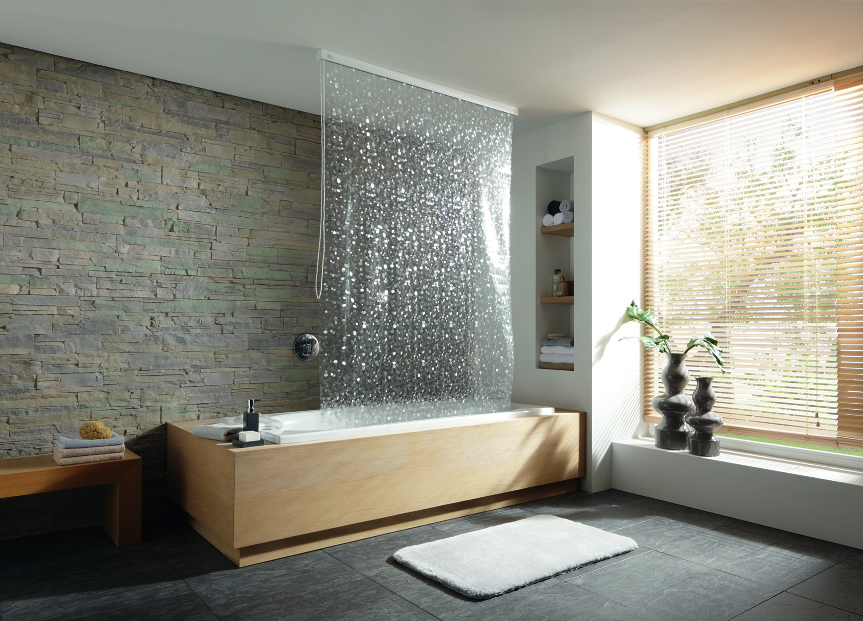 Kleine Wolke Duschrollo store de douche sans cassette 240x128 cm transparent-blanc 3321116747
