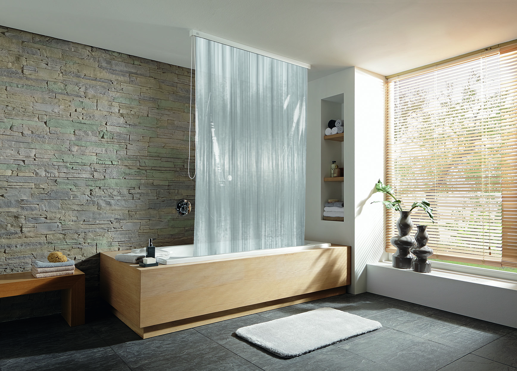 Kleine Wolke Duschrollo store de douche sans cassette 240x128 cm transparent-blanc 3321108747