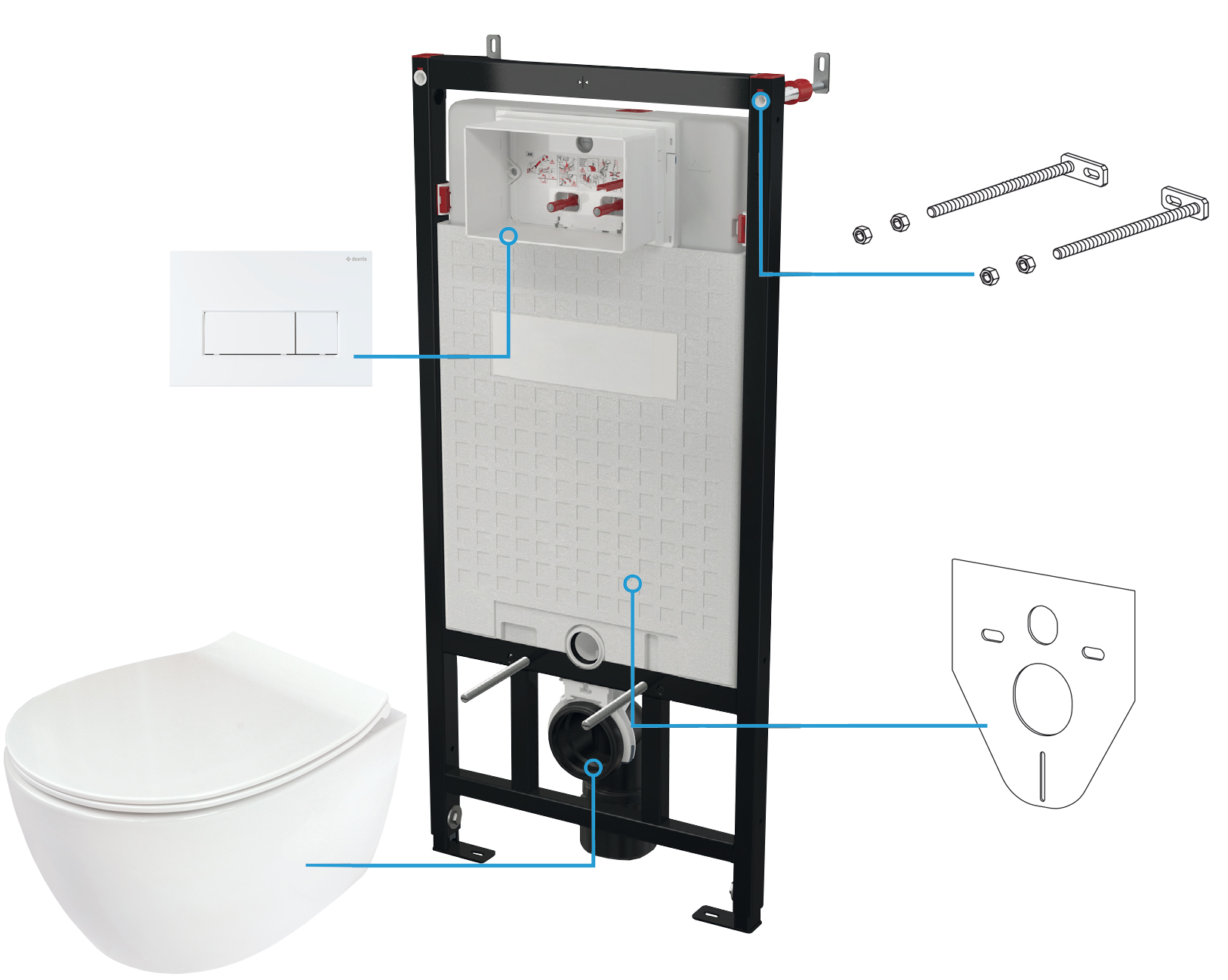 Deante Silia kit châssis avec cuvette, abattant et bouton CDLA6ZPW