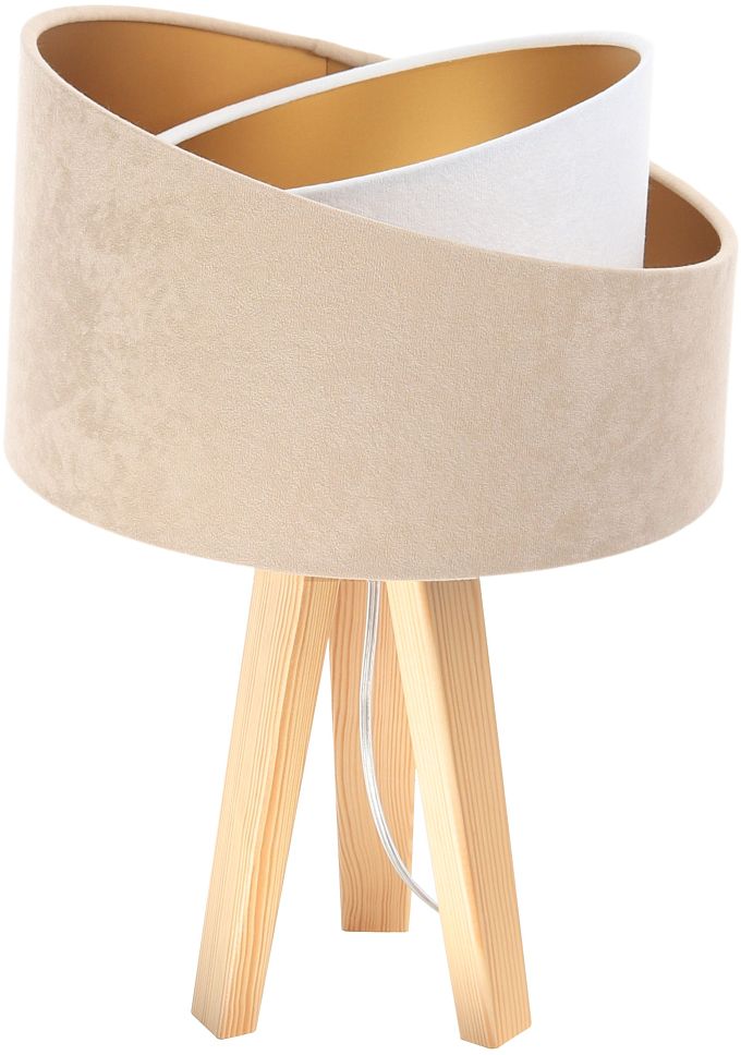 BPS Koncept Galaxy lampe de table 1x60 W blanc-doré-bois-beige 060S-018