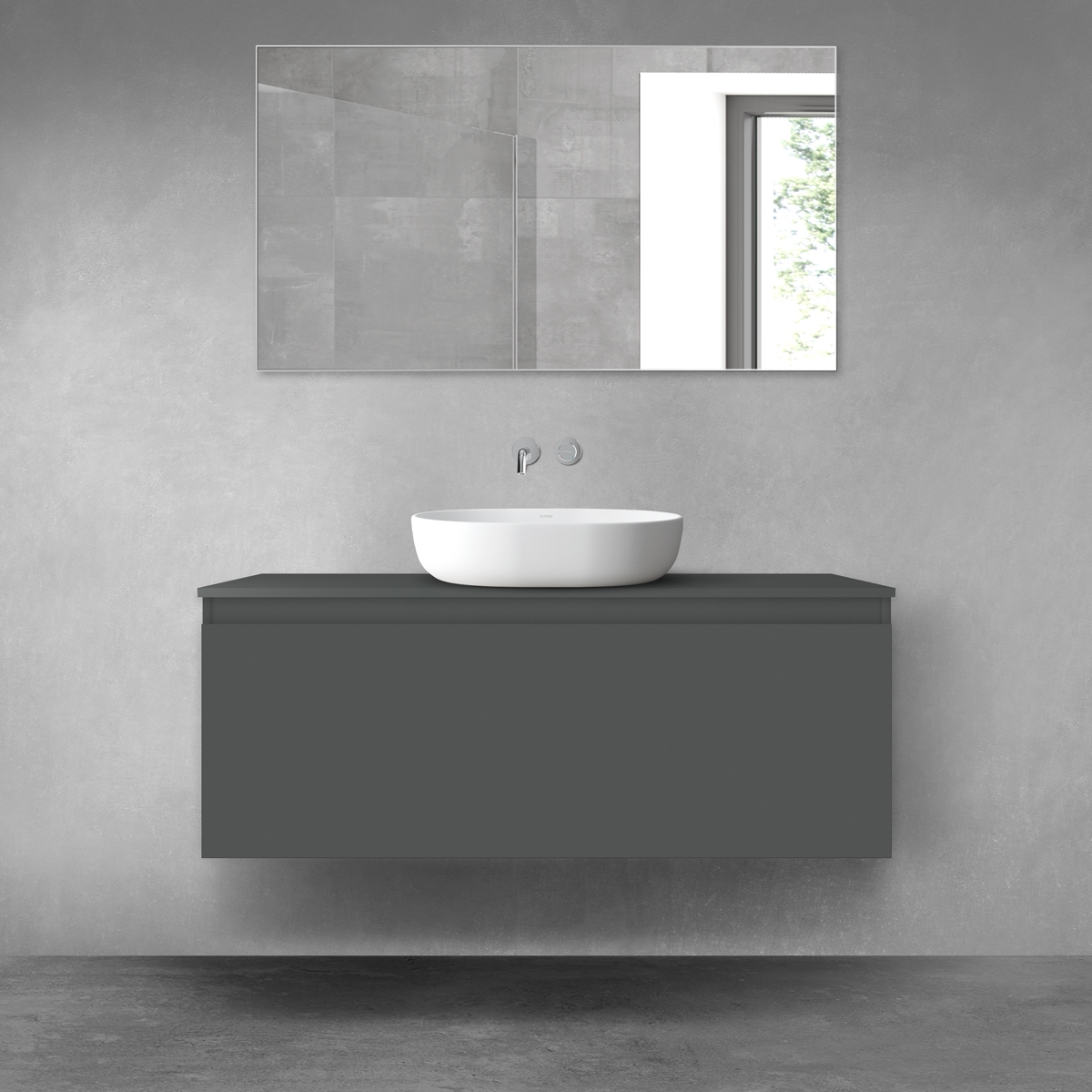Oltens Vernal armoire 120x45.6x47 cm sous-lavabo suspendu graphite 60016400