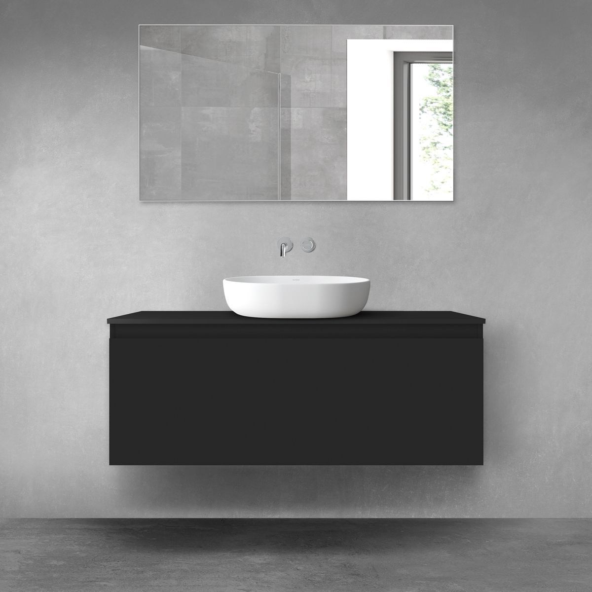 Oltens Vernal armoire 120x45.6x47 cm sous-lavabo suspendu noir 60016300