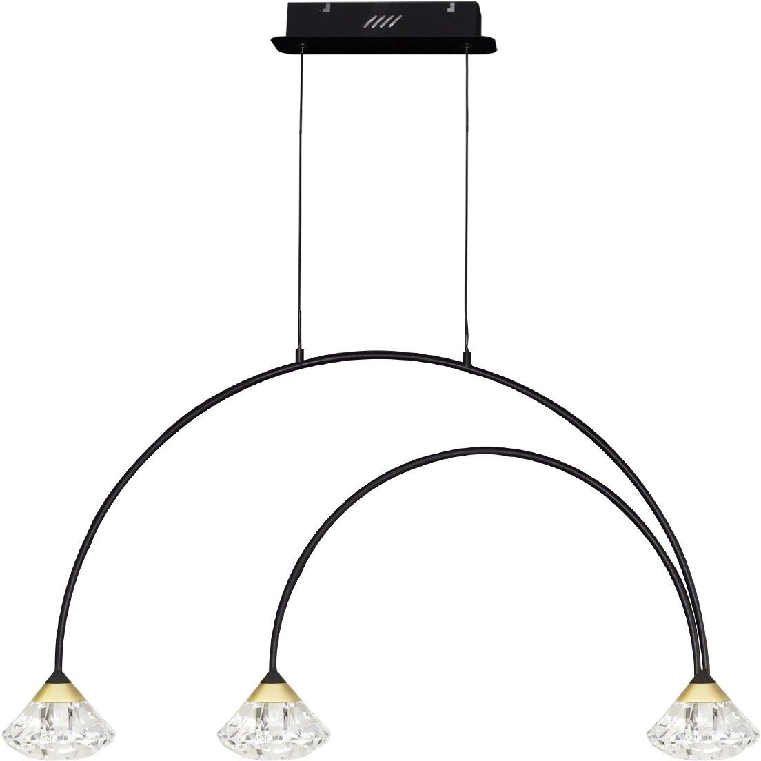 Altavola Design Tiffany lampe suspendue 3x3 W noir-transparent-doré LA059/CL1_black