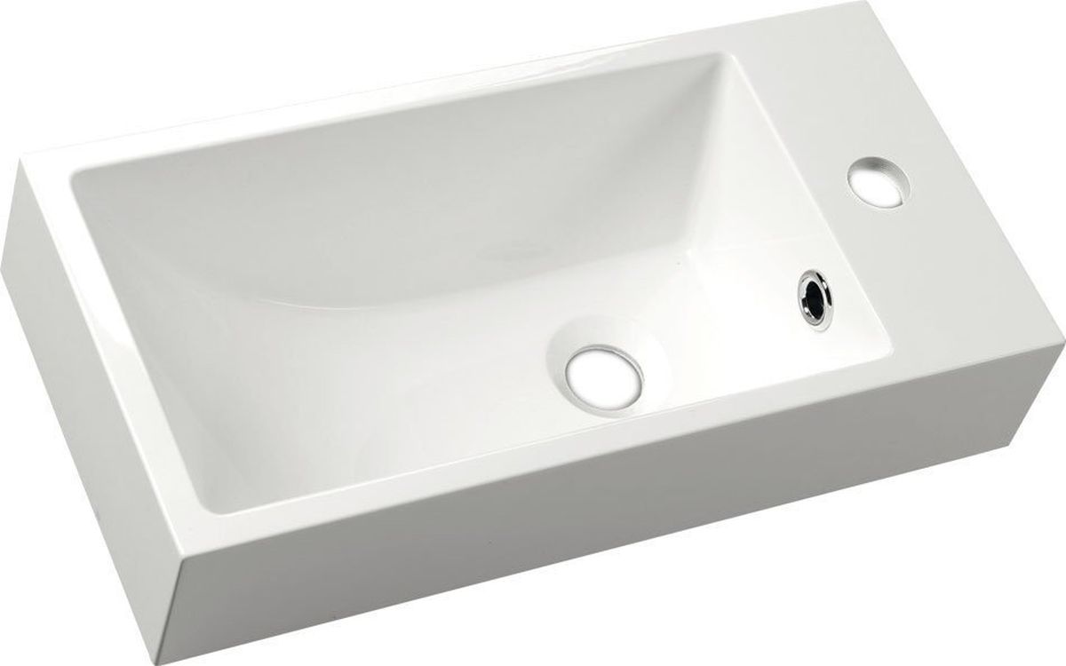 Sapho Ariana lavabo 50x25 cm rectangulaire classique-à poser blanc brillant SM016
