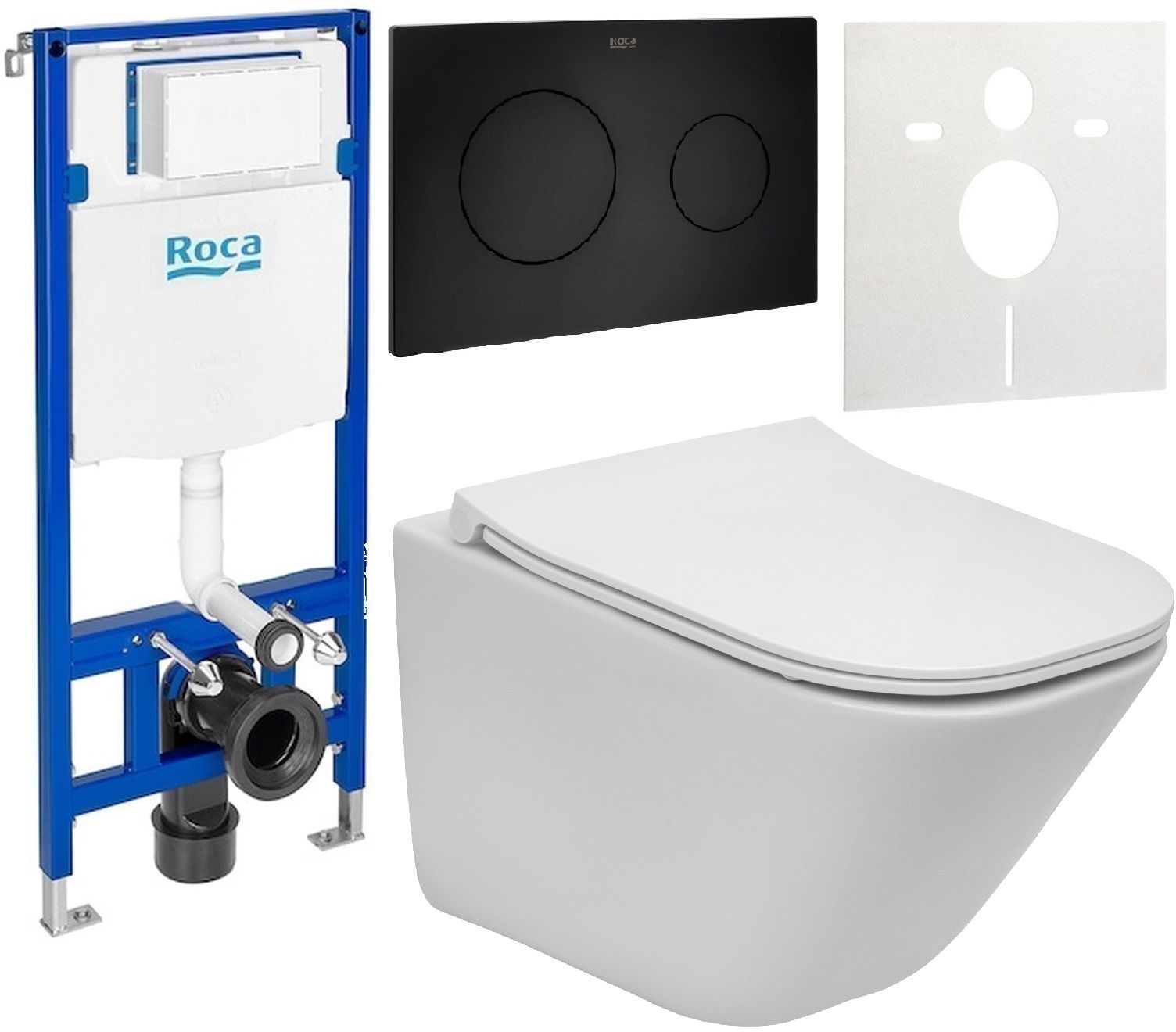 Set cuvette de WC Roca Gap Square A34647A000, châssis encastré Roca Duplo One A890070020, A80173200B, A890189206, A890063000