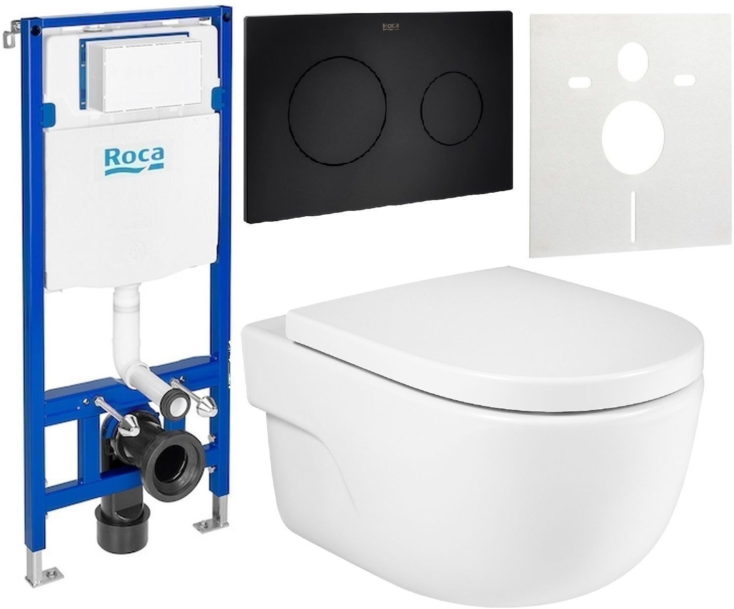 Set cuvette de WC Roca Meridian A34624L000, châssis encastré Roca Duplo One A890070020, A8012A200B, A890189206, A890063000