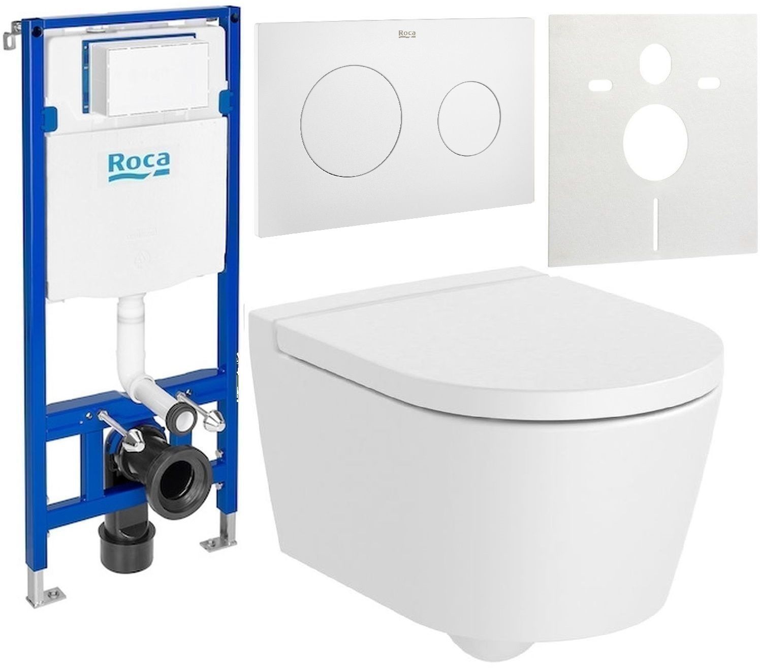 Set cuvette de WC Roca Inspira A346528620, châssis encastré Roca Duplo One A890070020, A80152C62B, A890189207, A890063000
