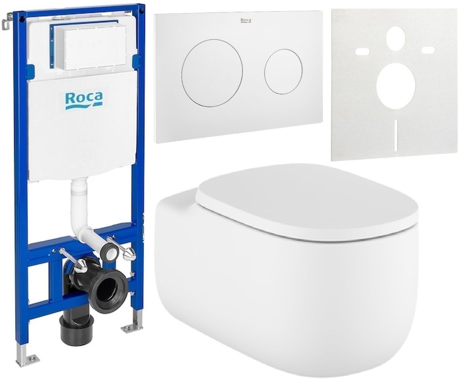 Set cuvette de WC Roca Beyond A3460B7620, châssis encastré Roca Duplo One A890070020, A801B8262B, A890189207, A890063000