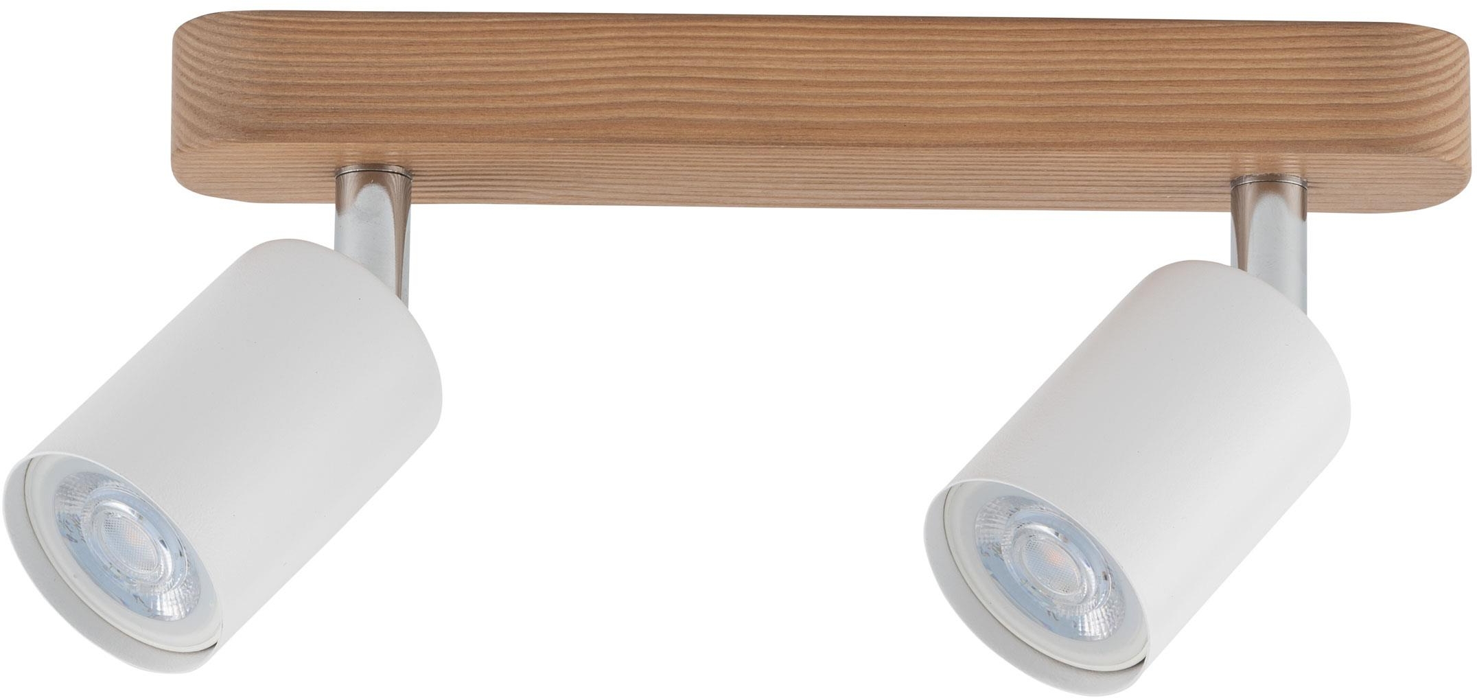 TK Lighting Top plafonnier 2x10 W blanc-chrome-bois 3295