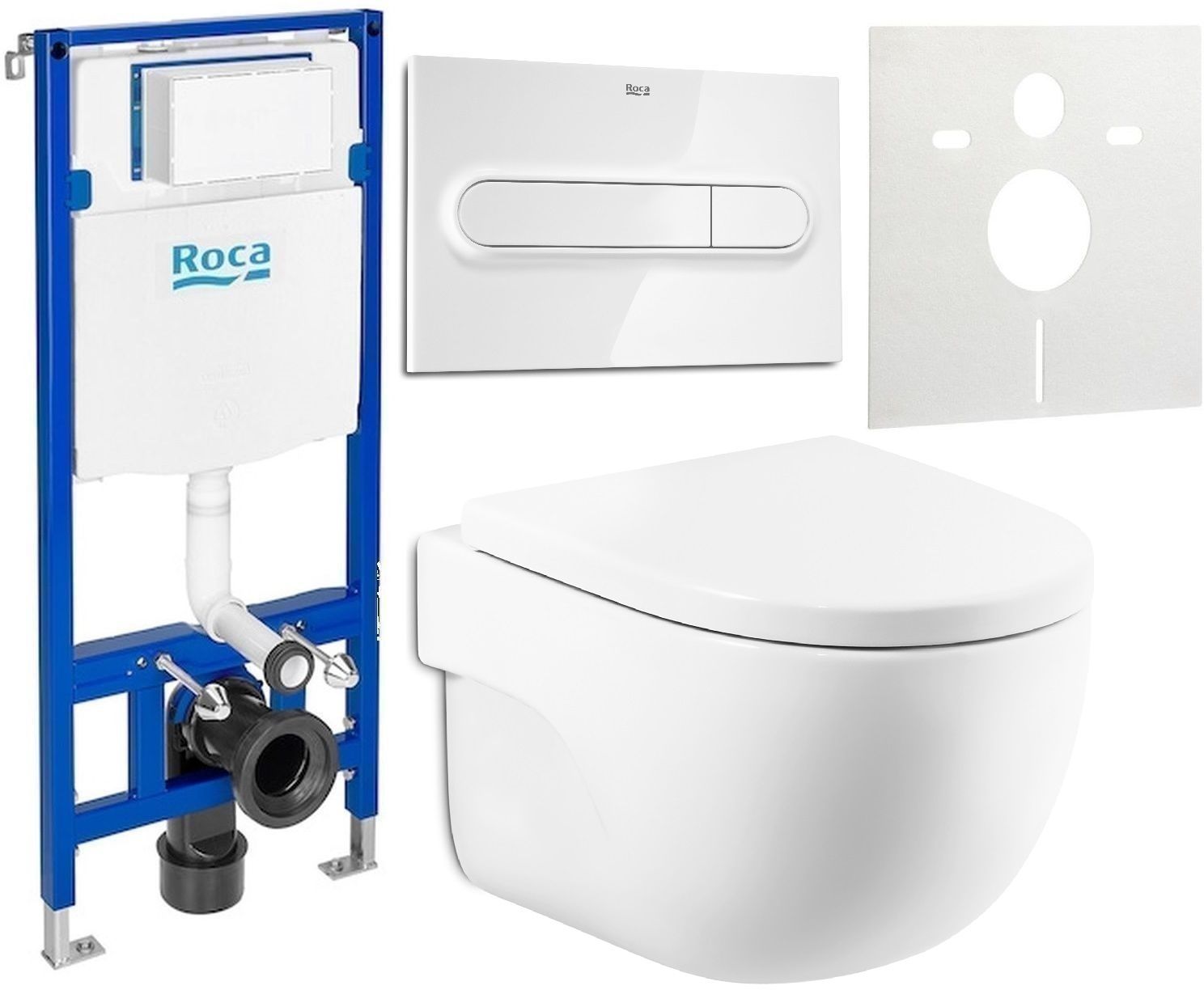 Set cuvette de WC Roca Meridian A346244S00, châssis encastré Roca Duplo One A890070020, A8012AC00B, A890195000, A890063000