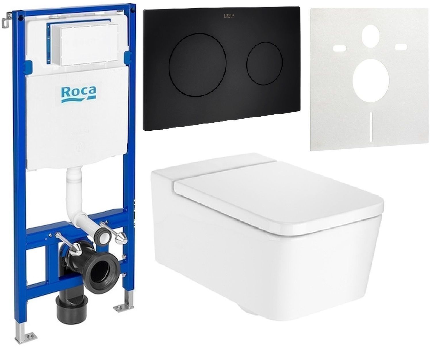 Set cuvette de WC Roca Inspira A346537S00, châssis encastré Roca Duplo One A890070020, A80153200B, A890189206, A890063000
