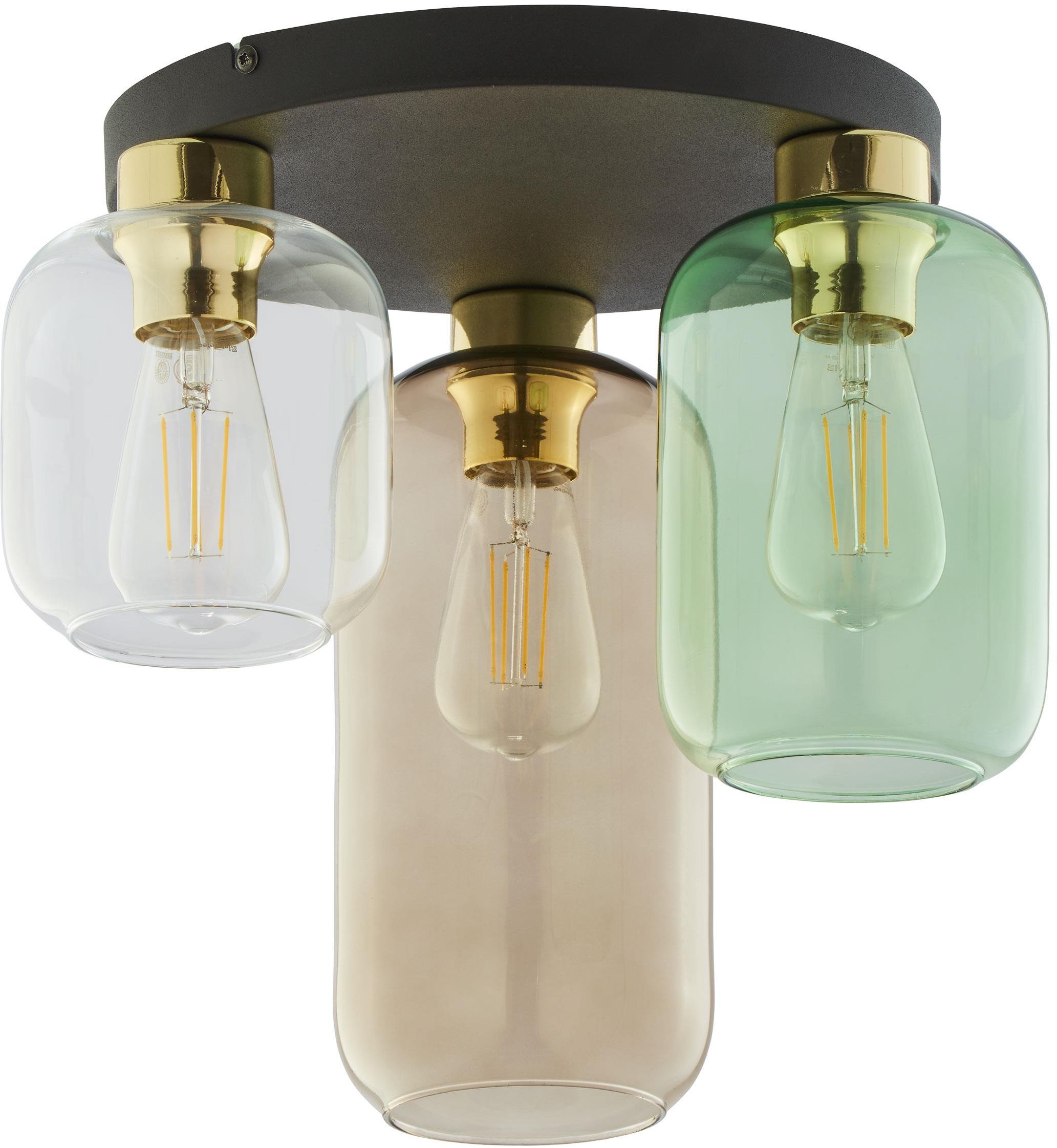 TK Lighting Marco plafonnier 3x15 W noir-vert-transparent-ambré 3318