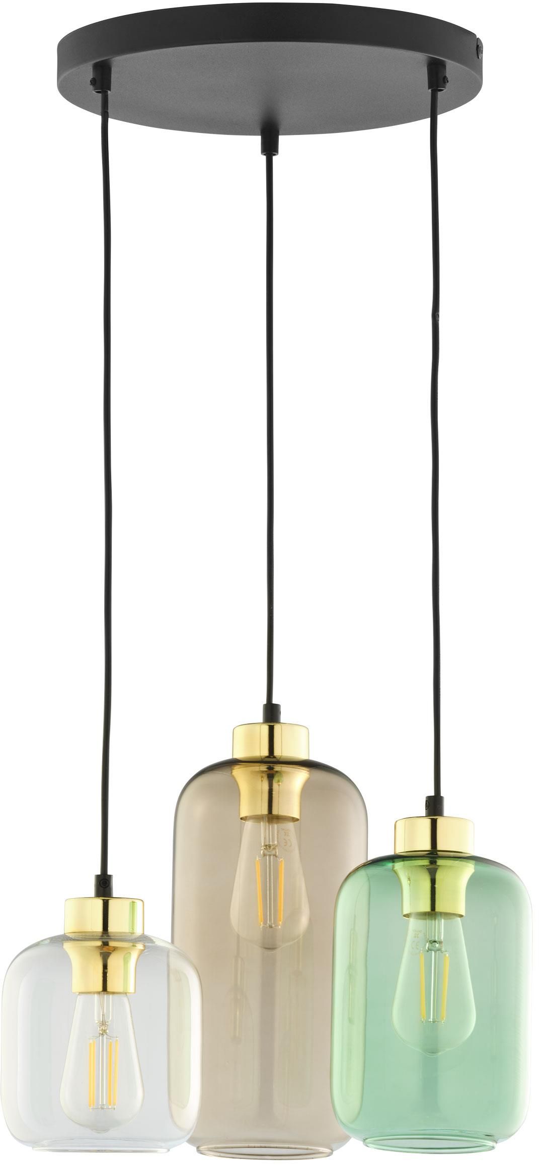 TK Lighting Marco lampe suspendue 3x15 W noir-vert-fumé-marron 3325