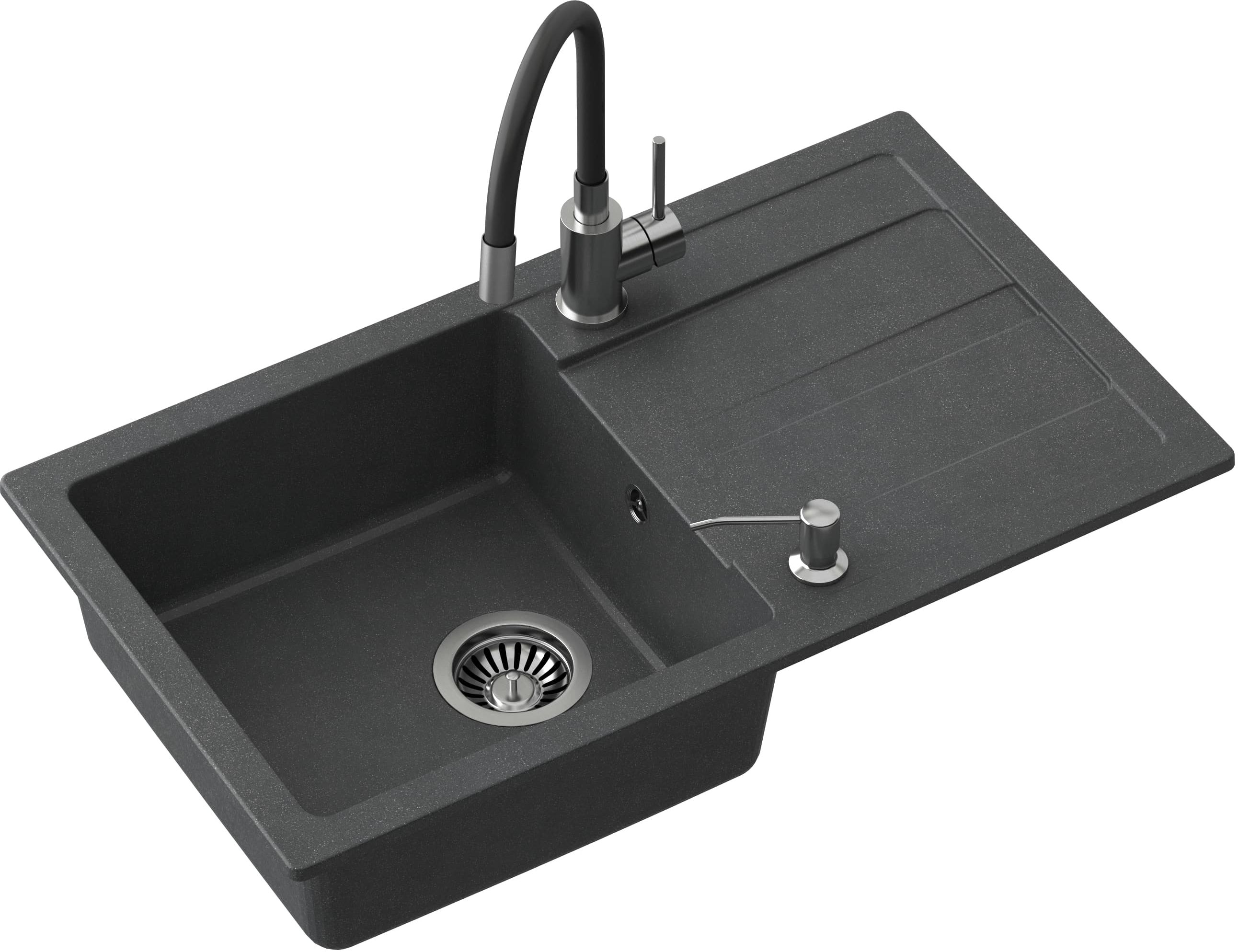 Quadron Ready Max évier avec mitigeur et distributeur noir/acier TQ7744RMCZ