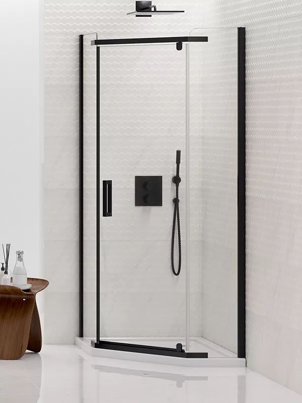 New Trendy New Komfort Black cabine de douche 100x80 cm noir mat/verre transparent K-0810