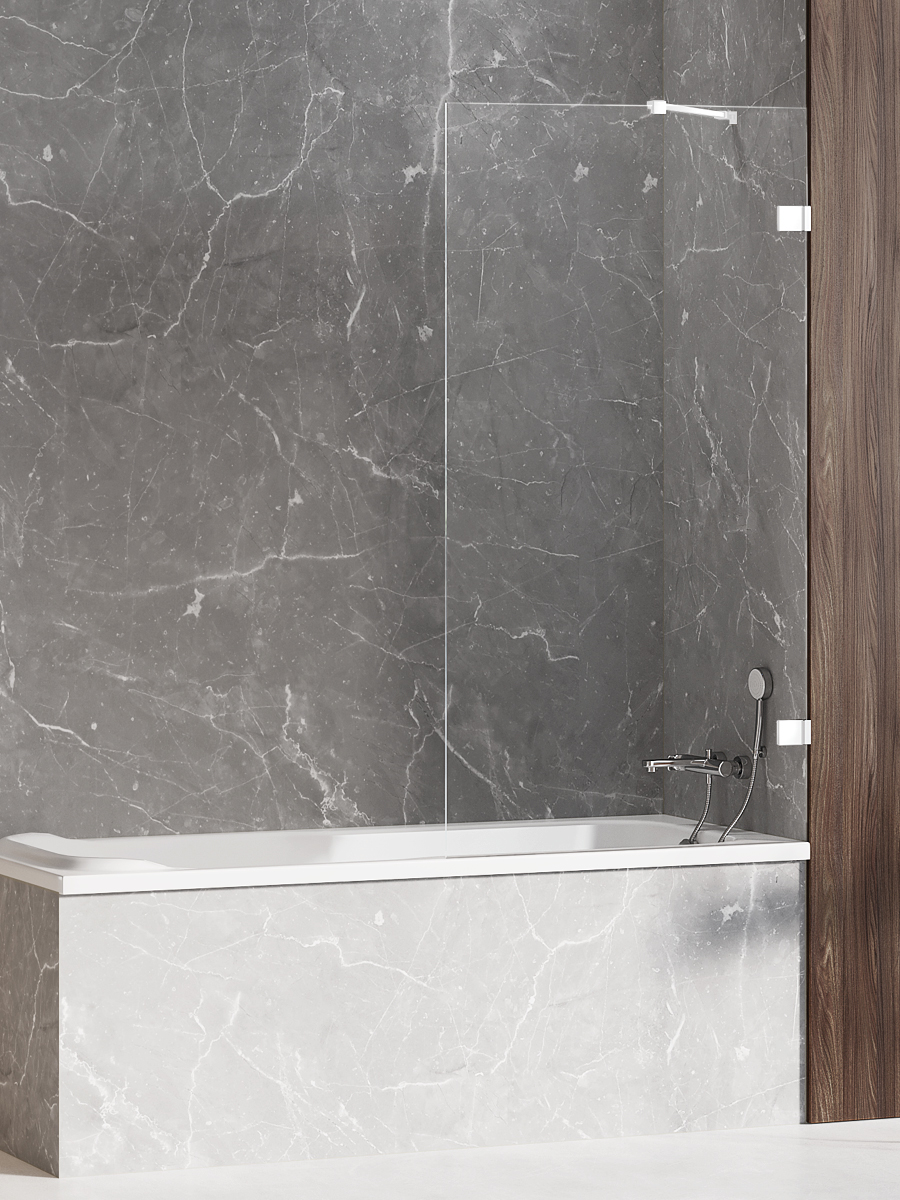 New Trendy Avexa White paroi de baignoire 50 cm monobloc blanc mat/verre transparent EXK-2960