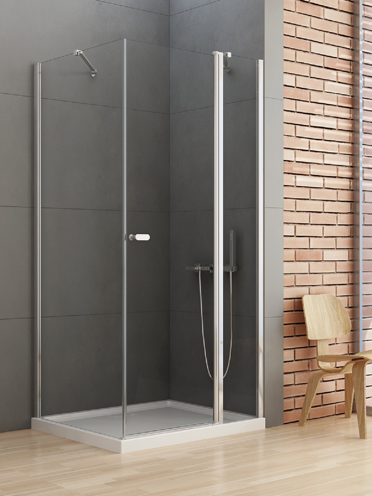 New Trendy New Soleo cabine de douche 120x100 cm rectangulaire chrome brillant/verre transparent K-0654