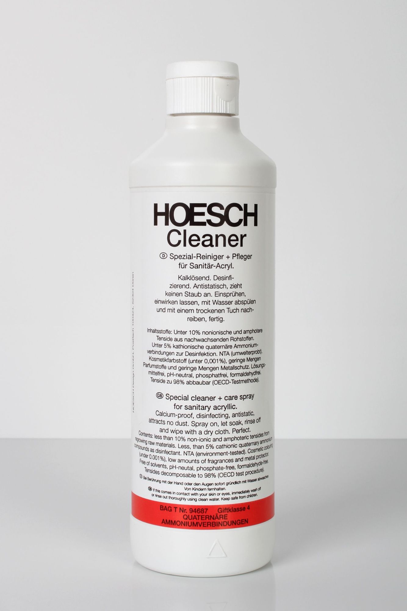 Hoesch Clean&Schiny produit nettoyant pour baignoires, receveurs et cabines 500 ml 699900