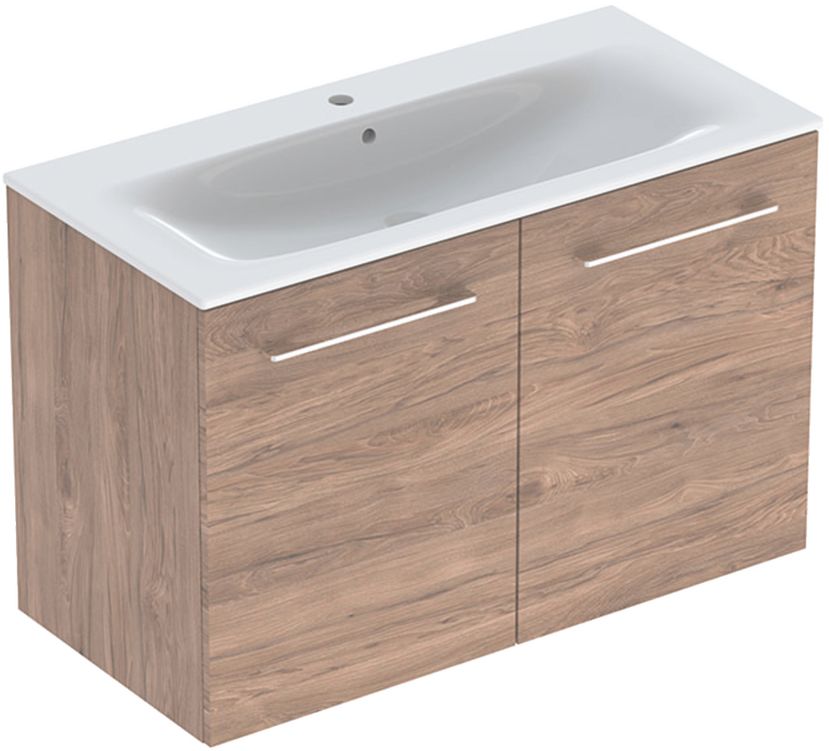 Geberit Selnova Square lavabo avec meuble 100 cm noyer 501.262.00.1