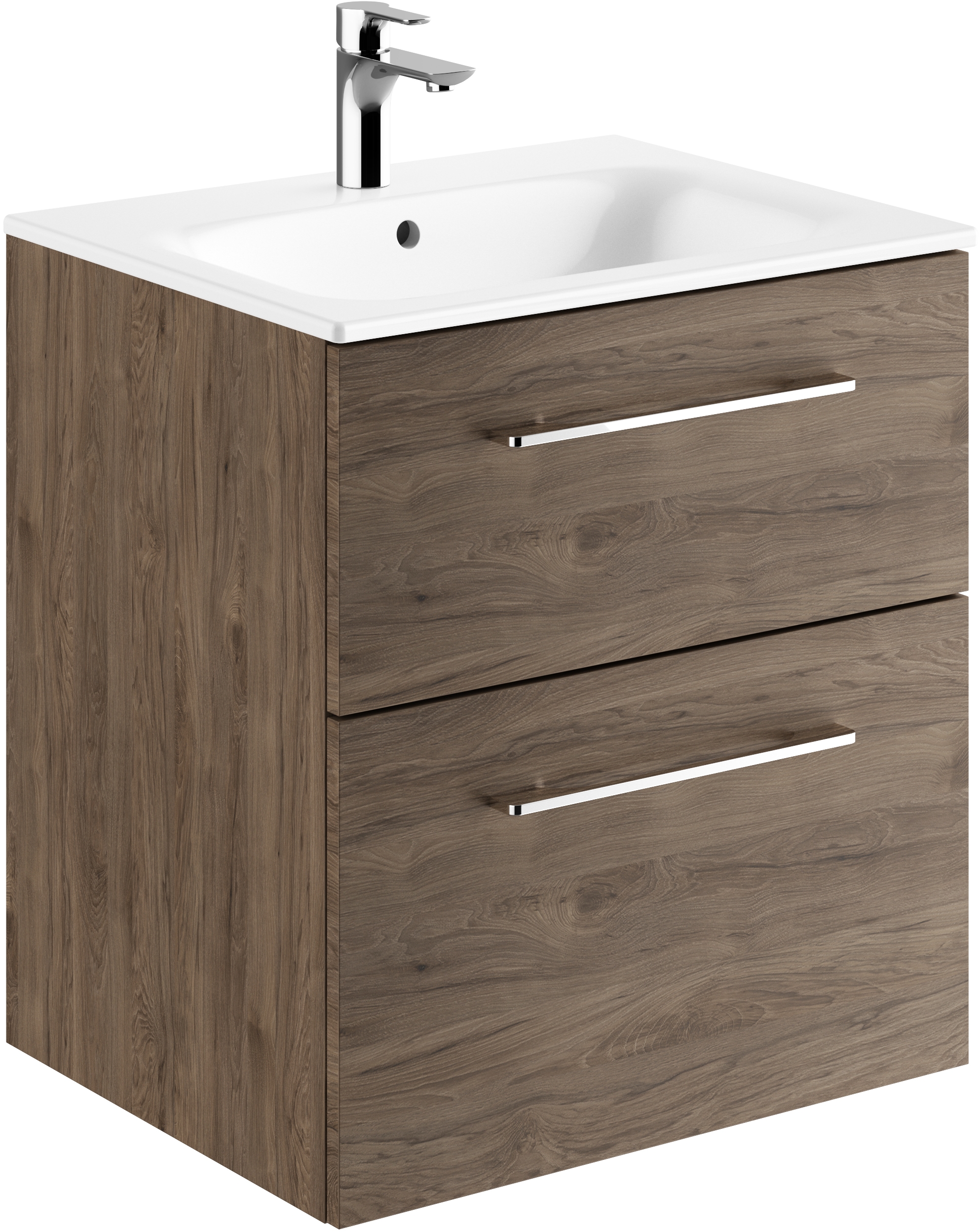 Geberit Selnova Square lavabo avec meuble 60 cm noyer 501.238.00.1