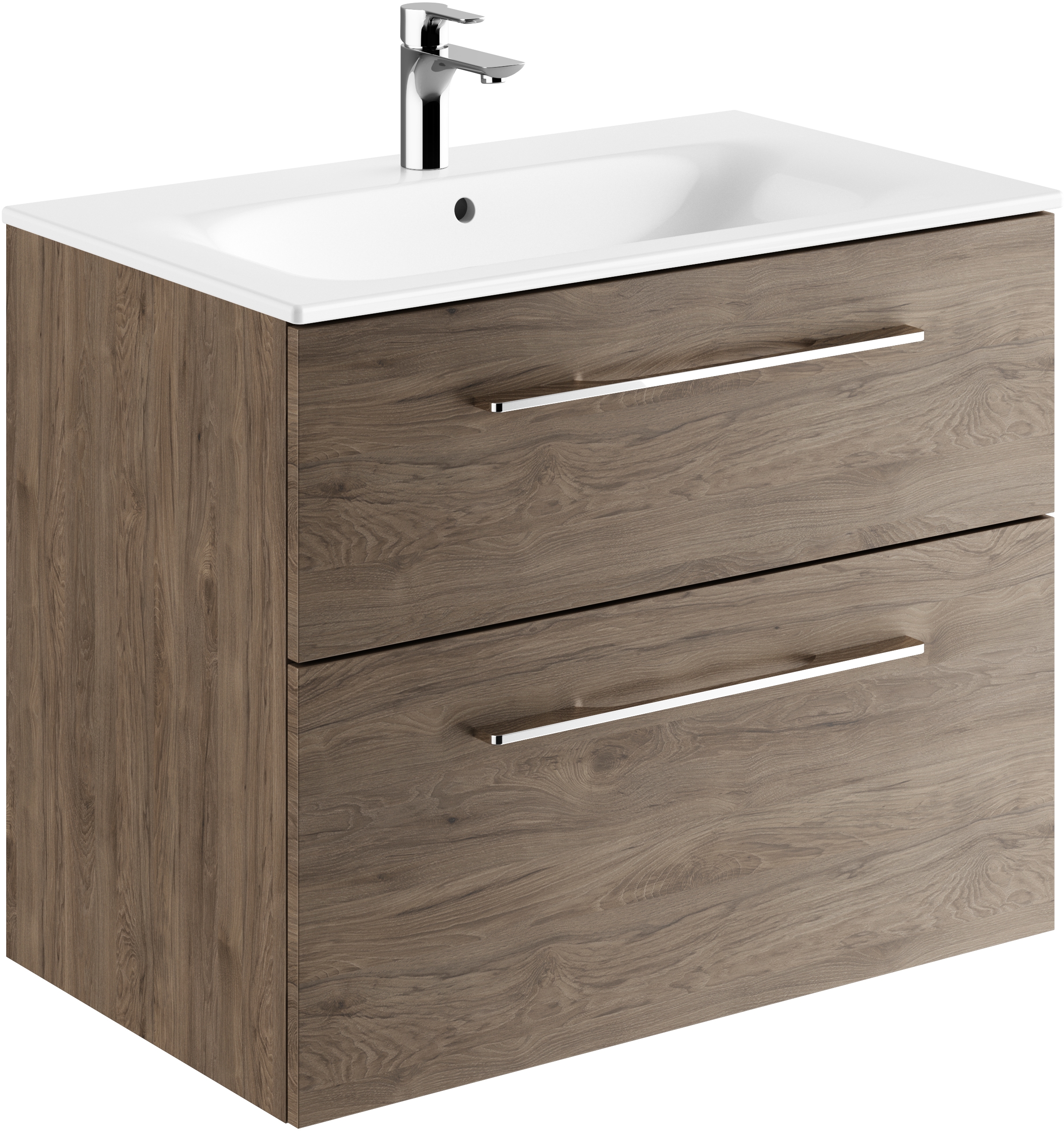 Geberit Selnova Square lavabo avec meuble 80 cm noyer 501.242.00.1