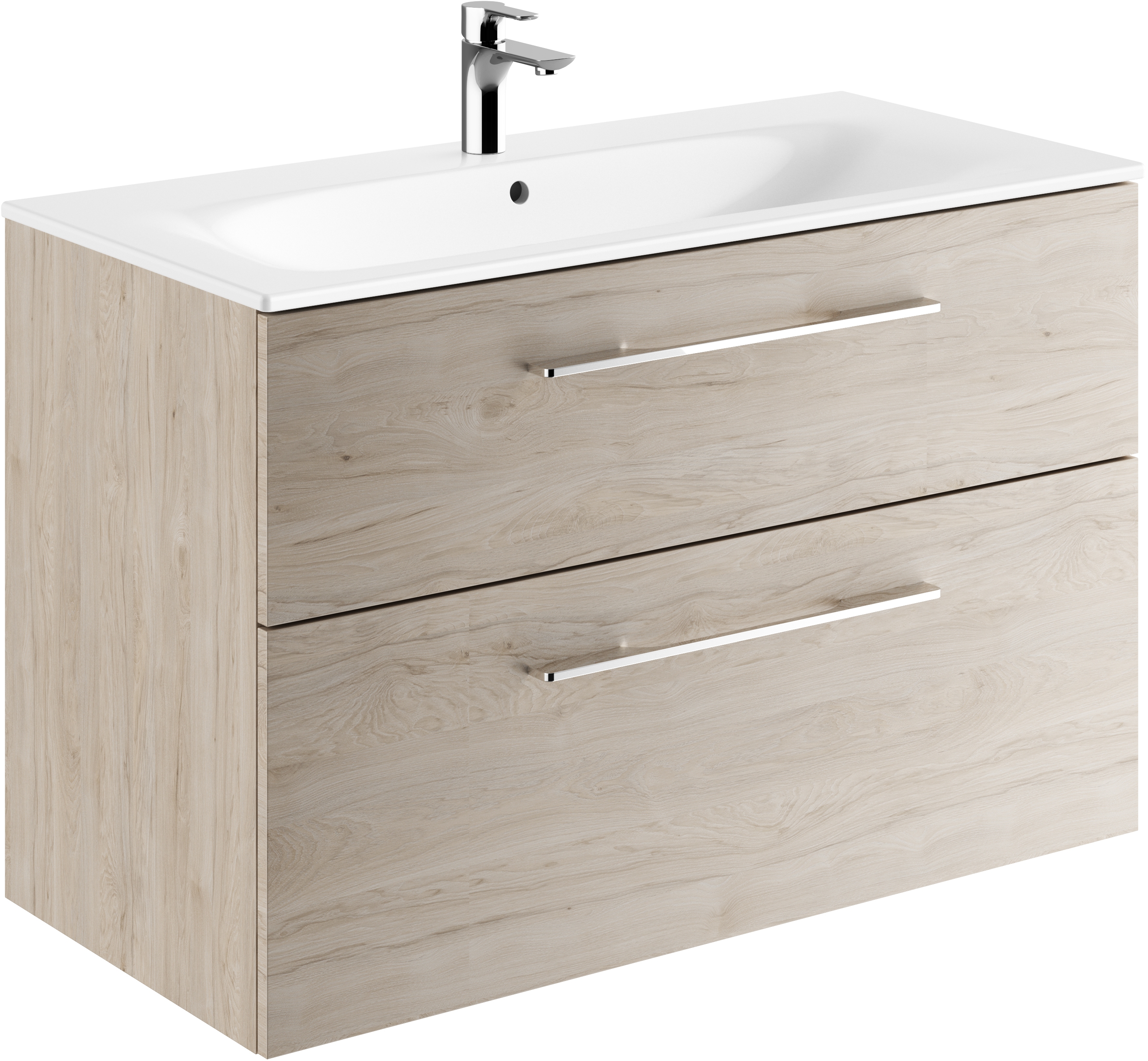 Geberit Selnova Square lavabo avec meuble 100 cm noyer 501.247.00.1