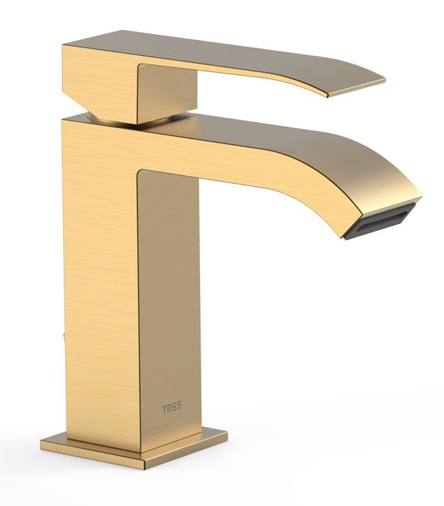 Tres Cuadro-Tres mitigeur de lavabo sur pied doré 00610101OM