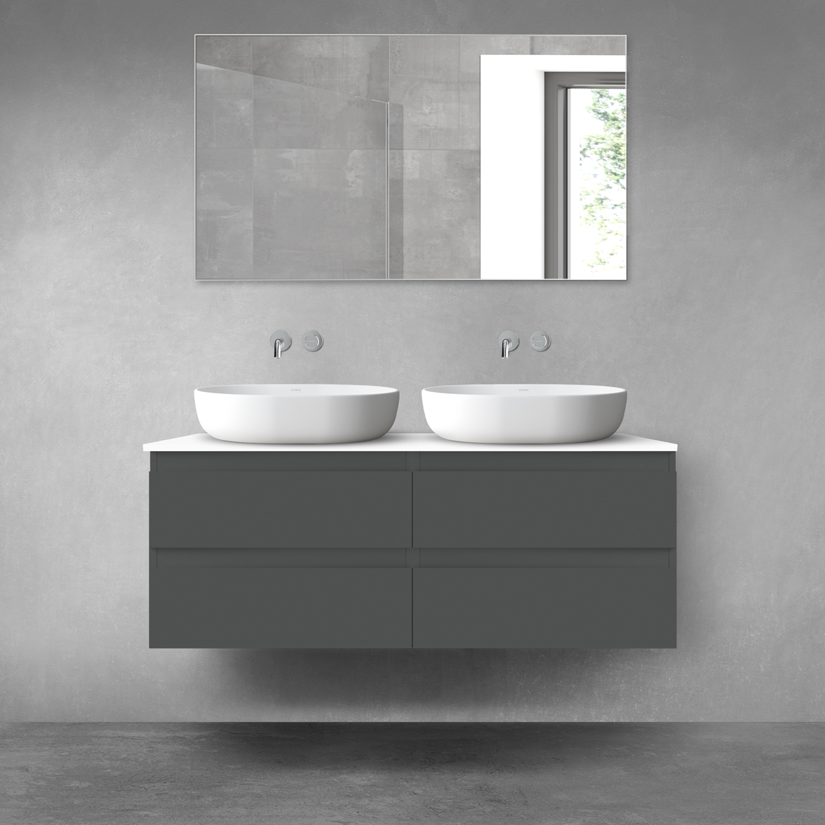 Set armoire Oltens Vernal 60000400, plan de travail suspendu Oltens Vernal 63007000