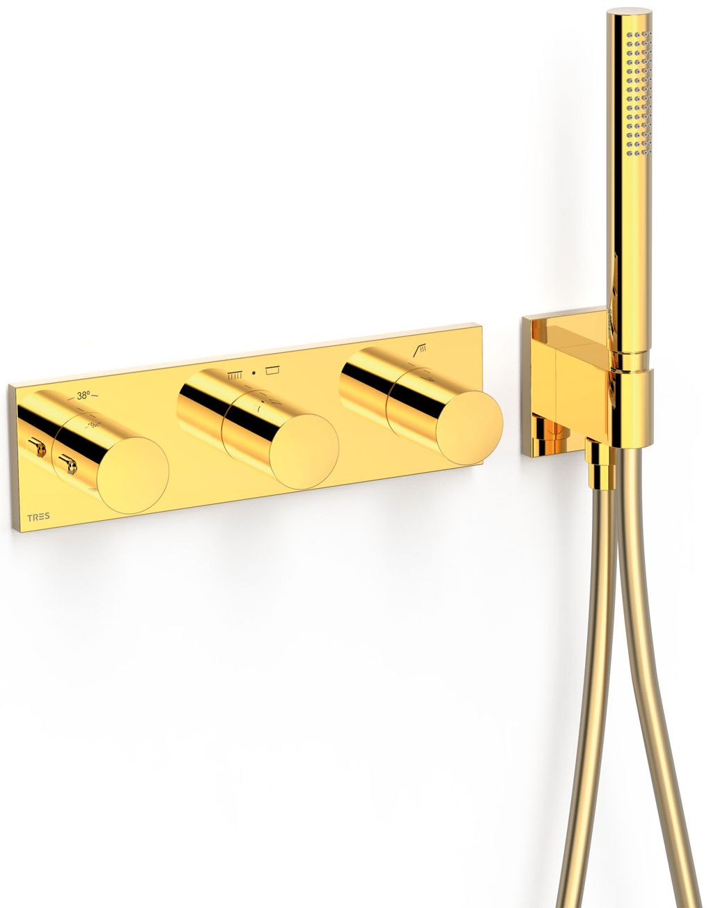 Tres B-System mitigeur bain-douche encastrée avec thermostat doré 30735301OR