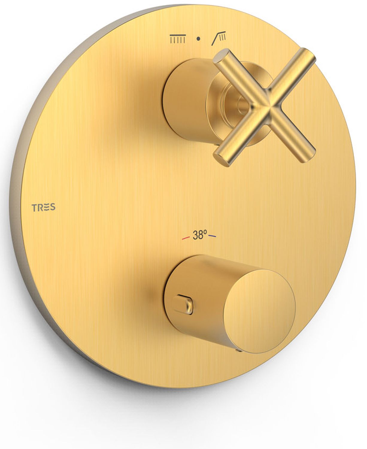 Tres Mont Blanc mitigeur bain-douche encastrée avec thermostat doré 28325001OM