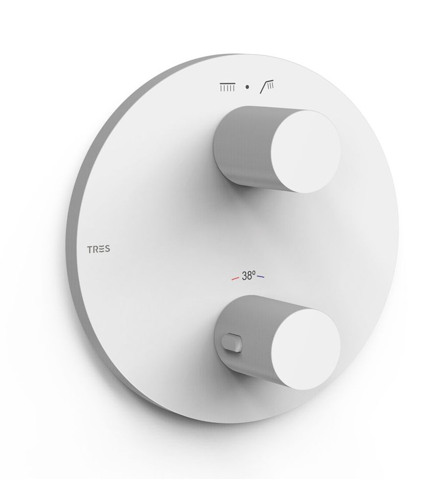 Tres Therm-Box mitigeur bain-douche encastrée avec thermostat blanc 26225001BM