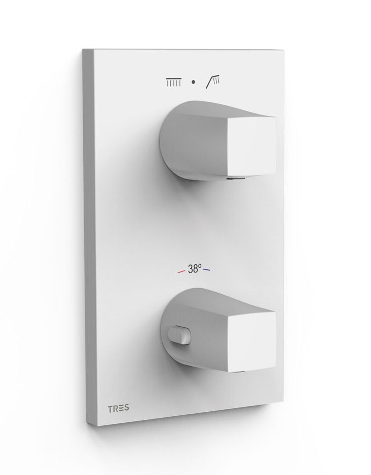 Tres Therm-Box mitigeur bain-douche encastrée avec thermostat blanc 21125001BM