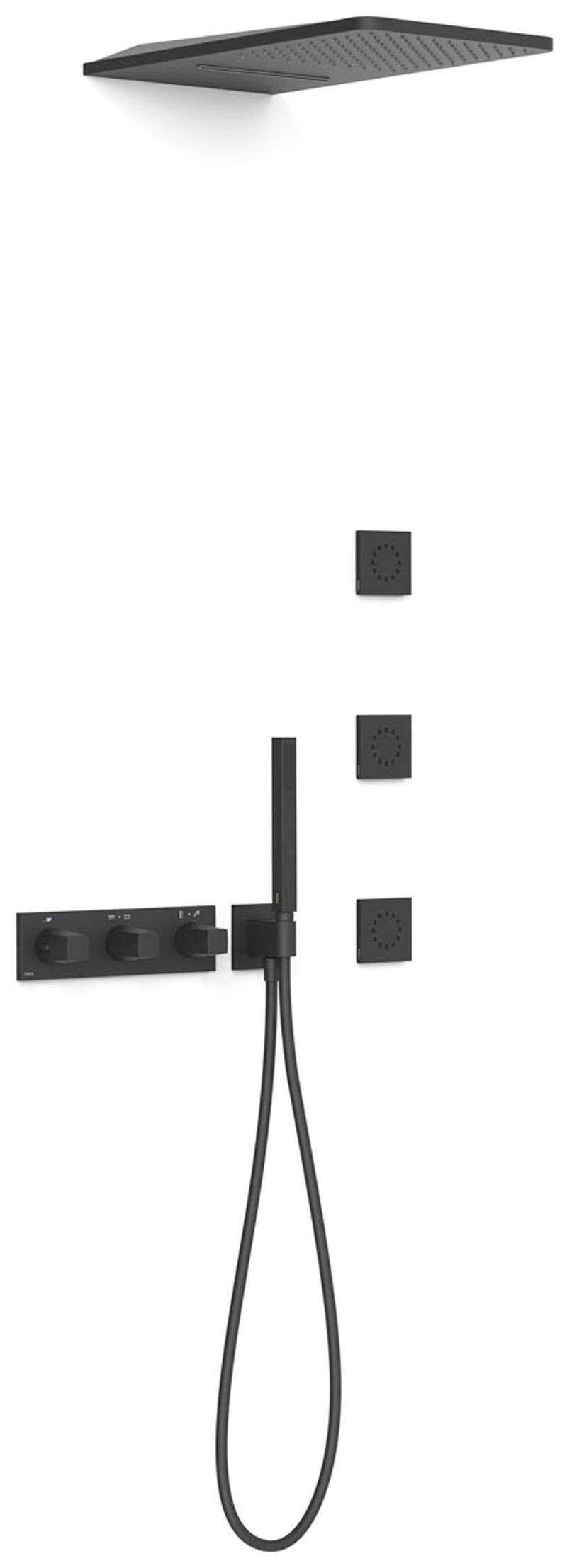 Tres B-System ensemble de douche encastré avec thermostat oui noir 30725405NM