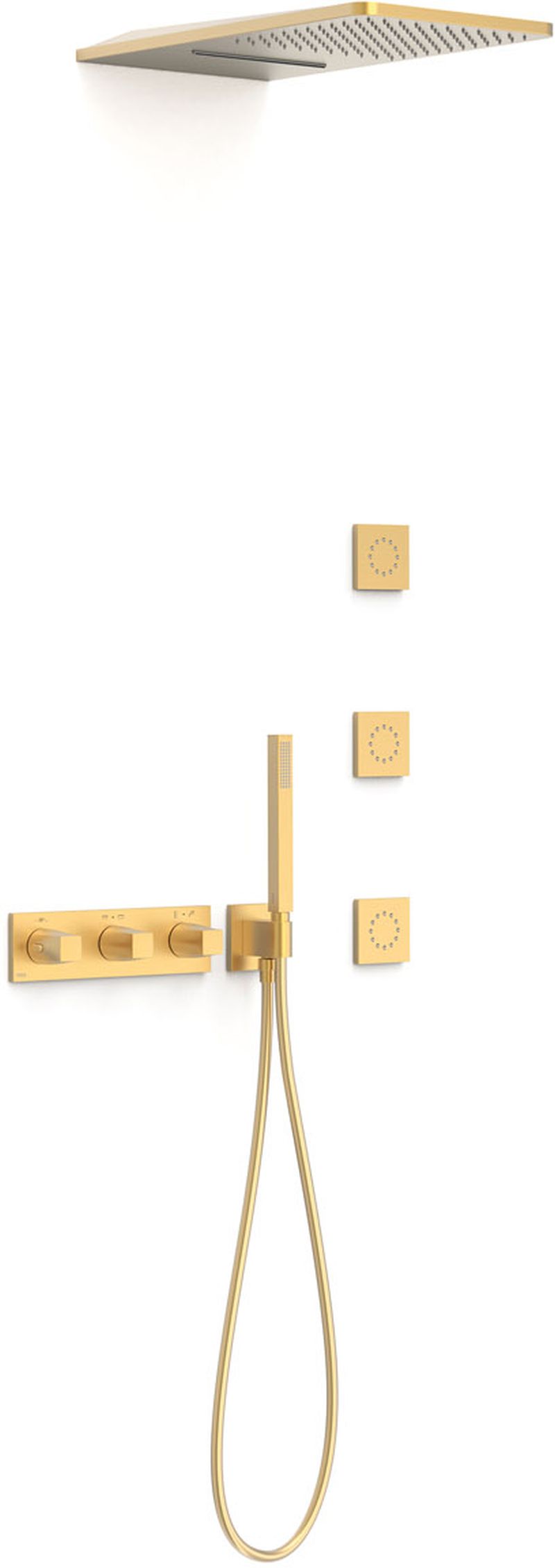 Tres B-System ensemble de douche encastré avec thermostat oui doré 30725405OM