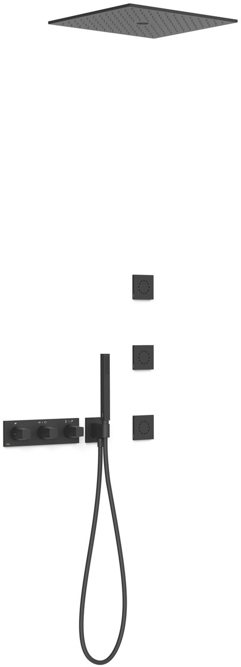 Tres B-System ensemble de douche encastré avec thermostat oui noir 30725406NM