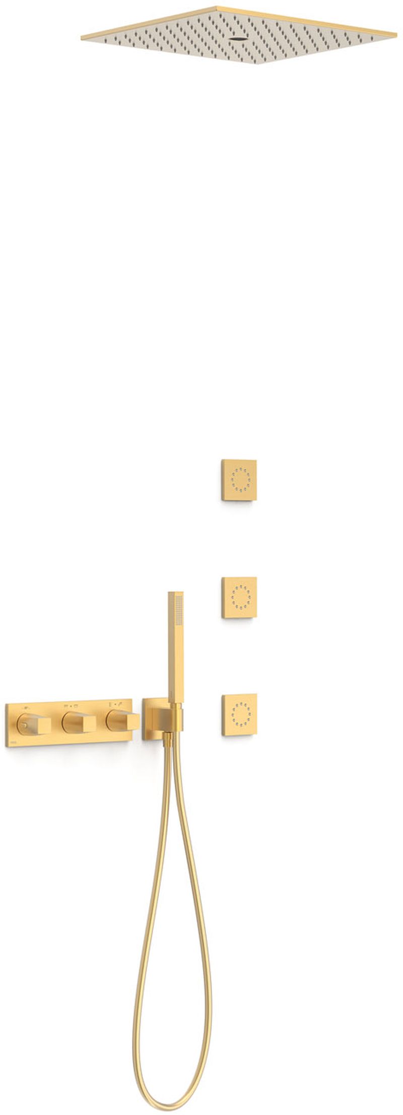Tres B-System ensemble de douche encastré avec thermostat oui doré 30725406OM