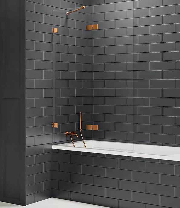 New Trendy Avexa Copper Brushed paroi de baignoire 100 cm deux pièces cuivre brossé/verre transparent EXK-3808