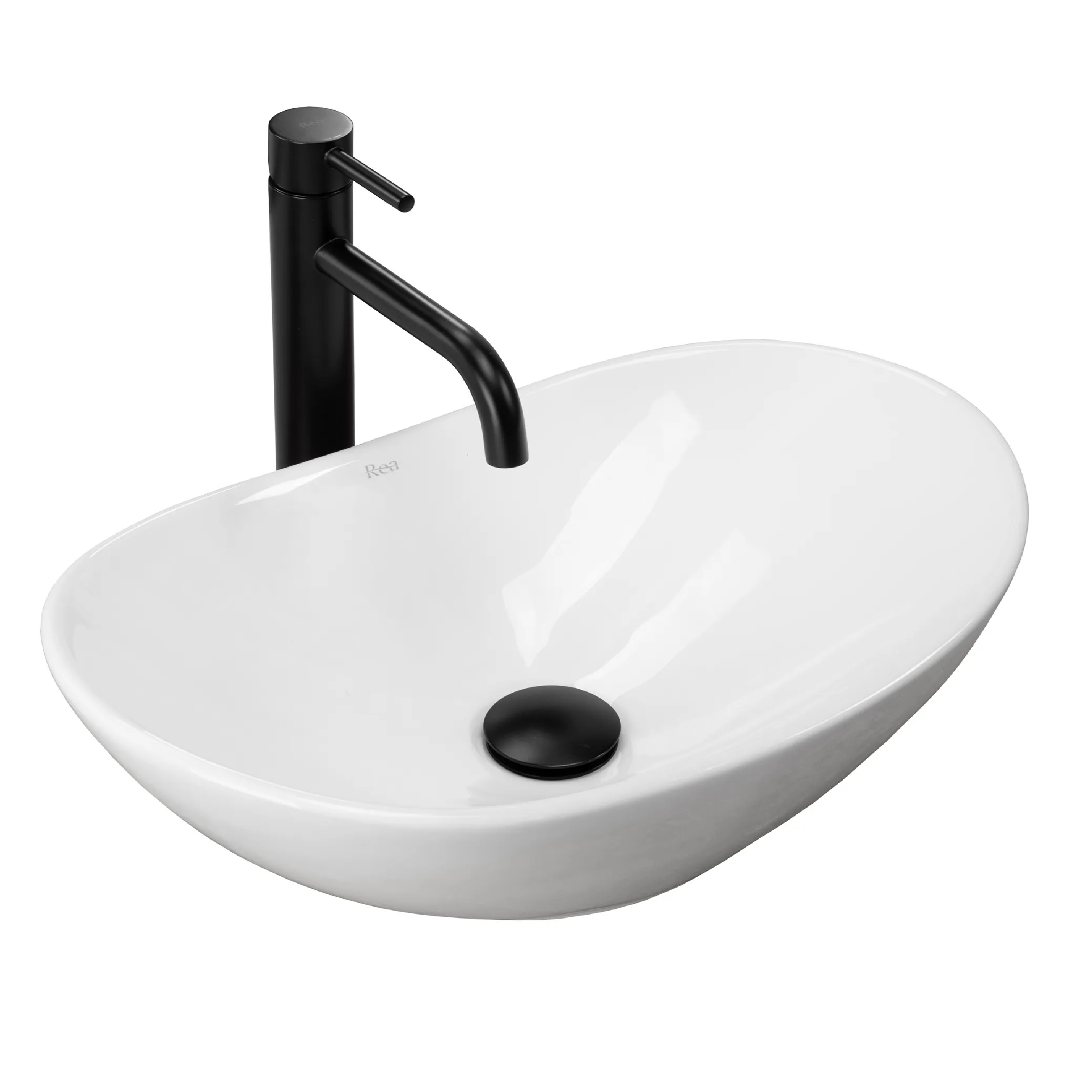 Rea Royal lavabo 48x30.5 cm ovale à poser blanc brillant REA-U6507
