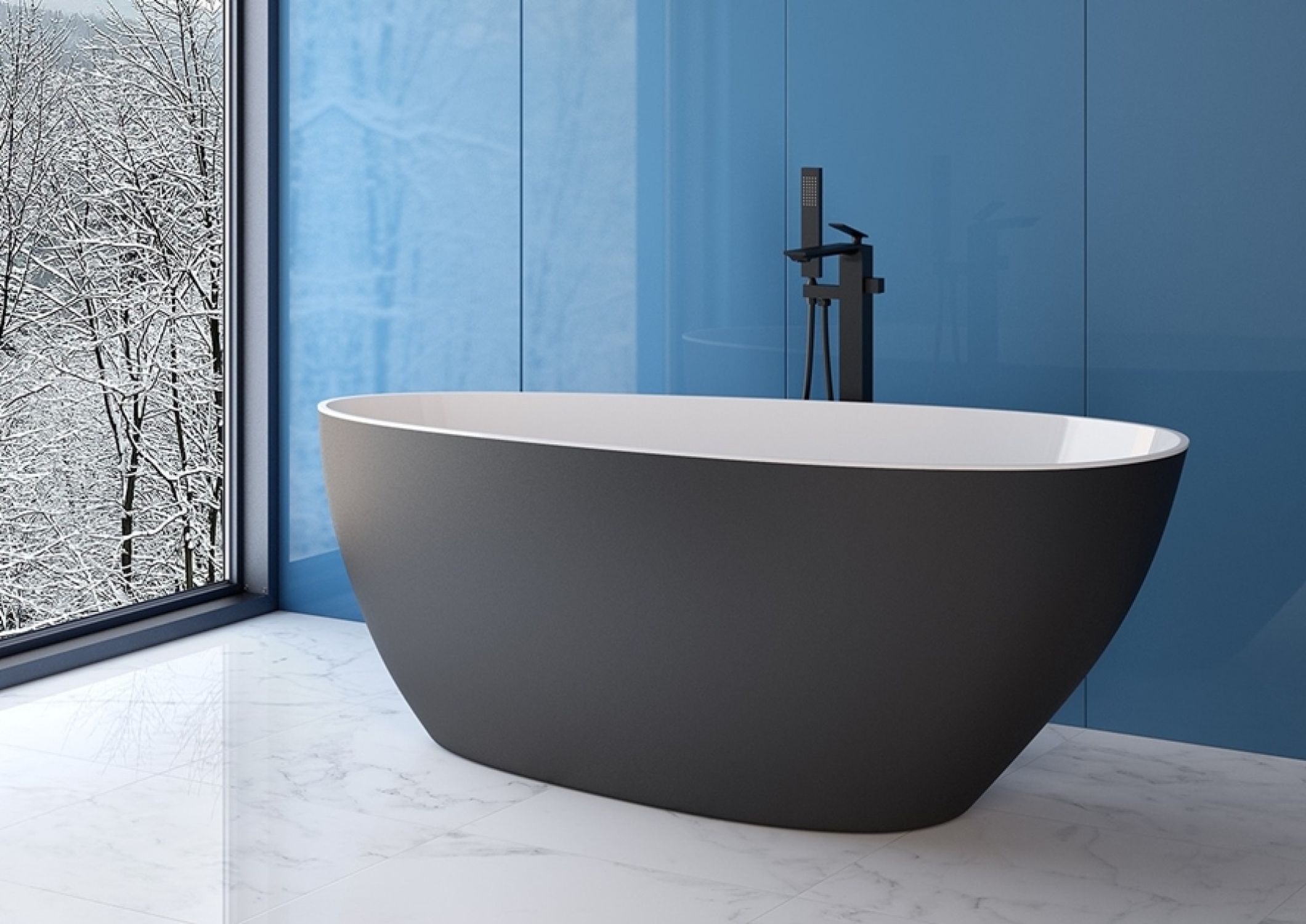Besco Goya baignoire autoportante 170x72 cm ovale bicolore #WMMC-170GKB