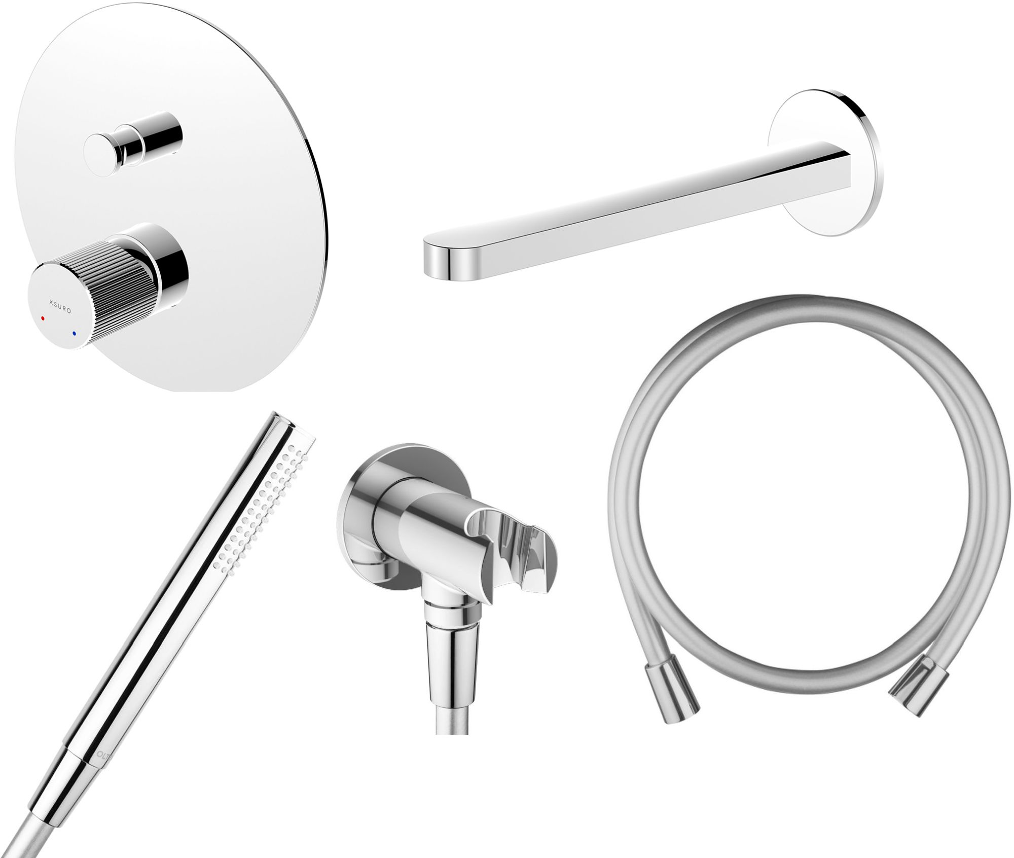 Set mitigeur bain-douche Ksuro 02 13006010, bec pour mitigeur Ksuro 02 19000010, 37102100, 39304100, 37200100