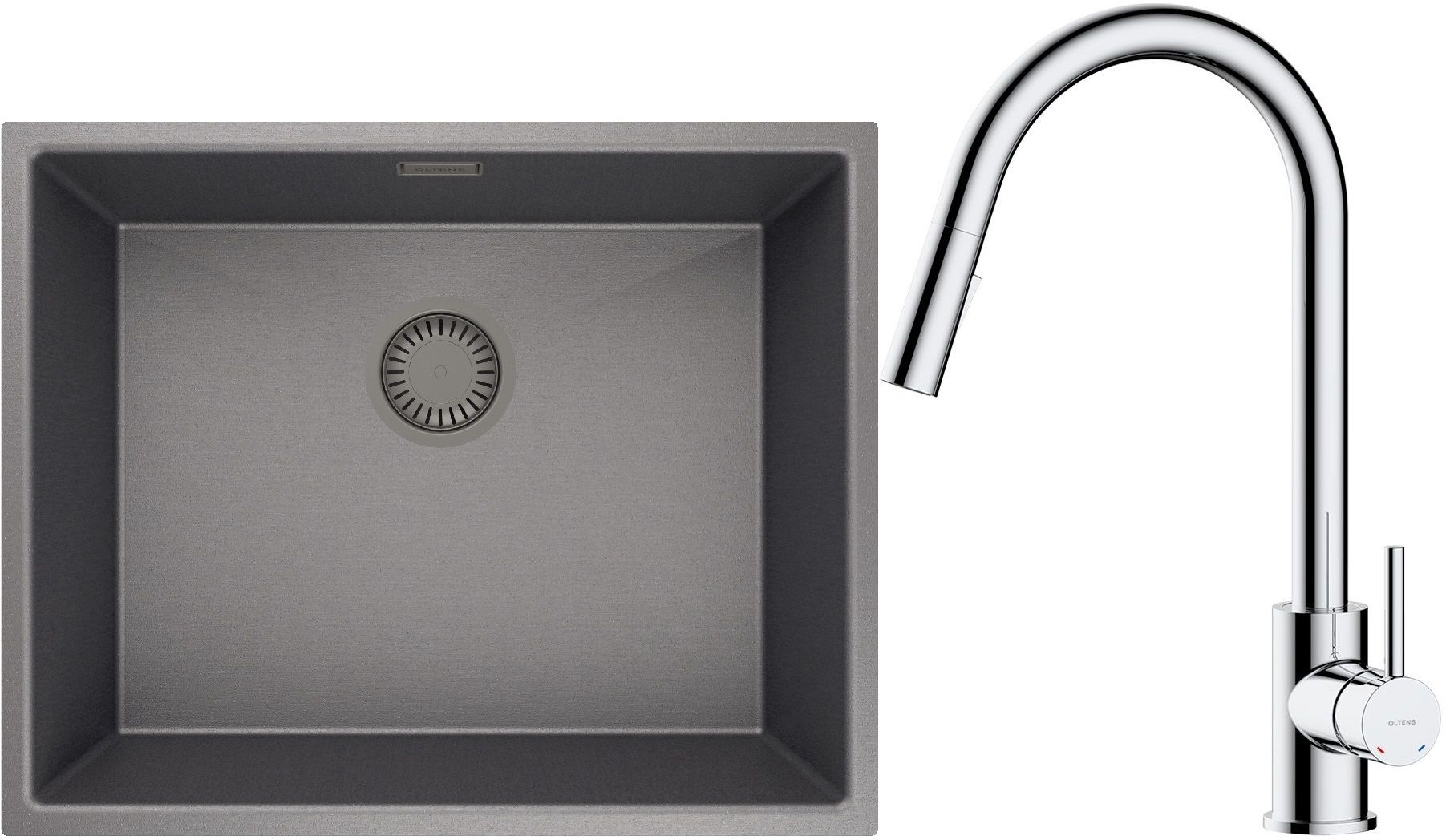 Set évier en acier inoxydable Oltens Stalvask 71101300, mitigeur de cuisine Oltens Litla 35204100