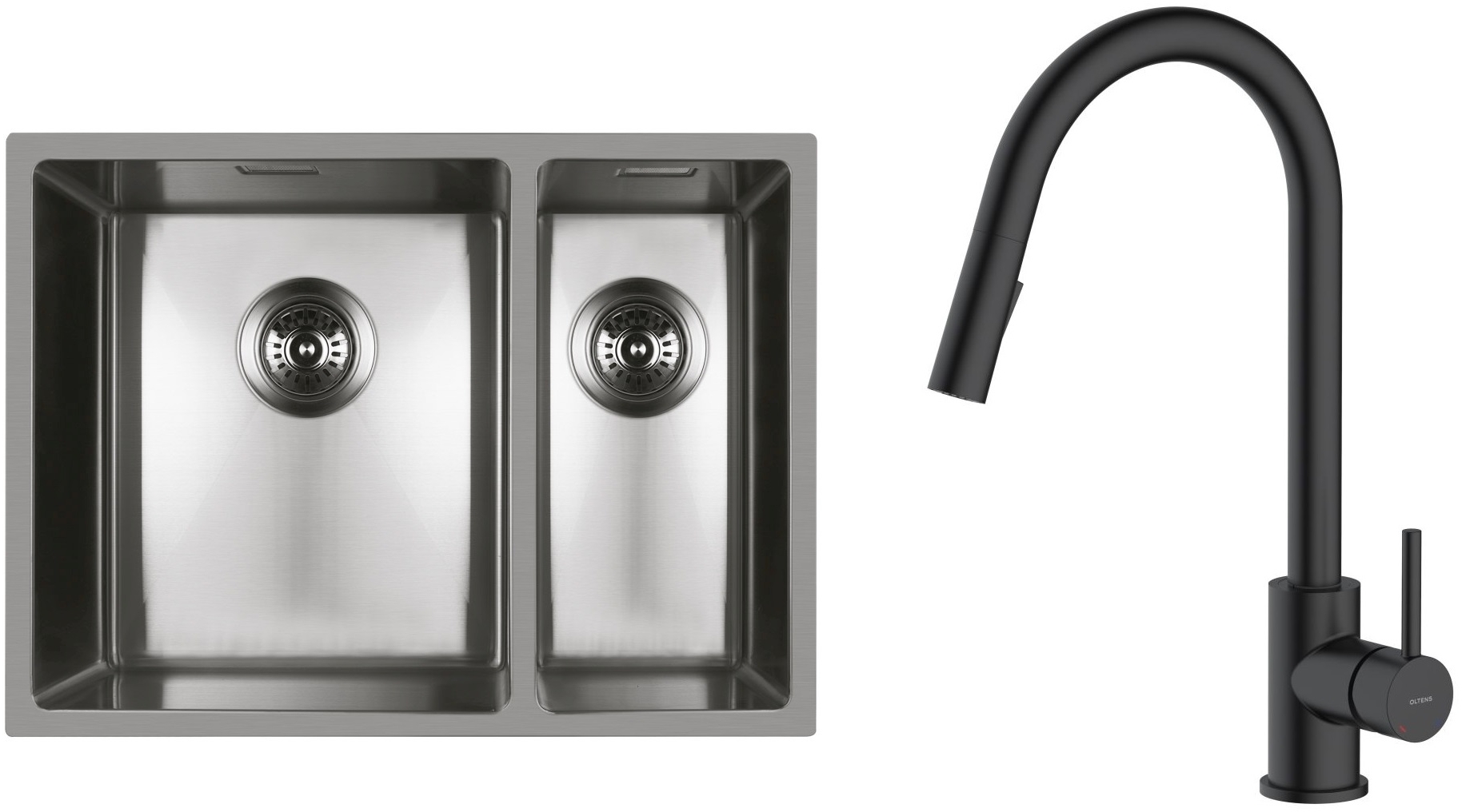 Set évier en acier inoxydable Oltens Stalvask 71200100, mitigeur de cuisine Oltens Litla 35204300