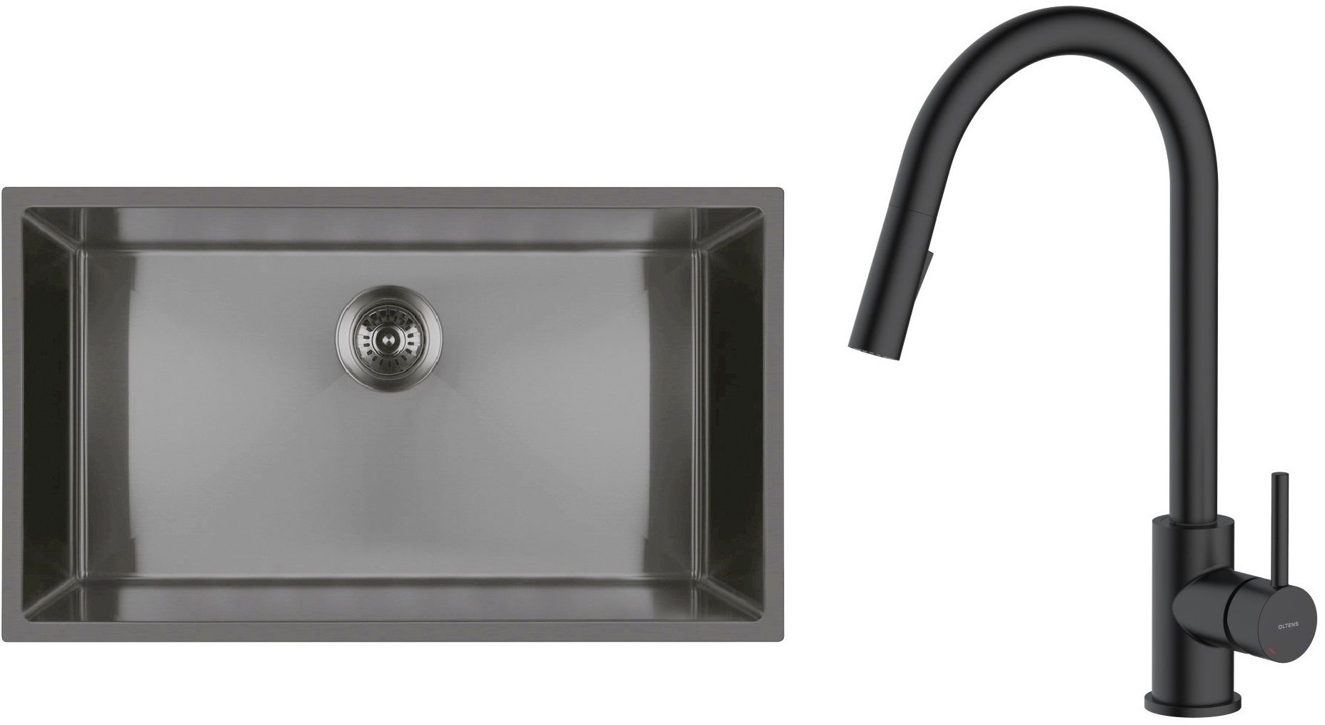 Set évier en acier inoxydable Oltens Stalvask 71102300, mitigeur de cuisine Oltens Litla 35204300