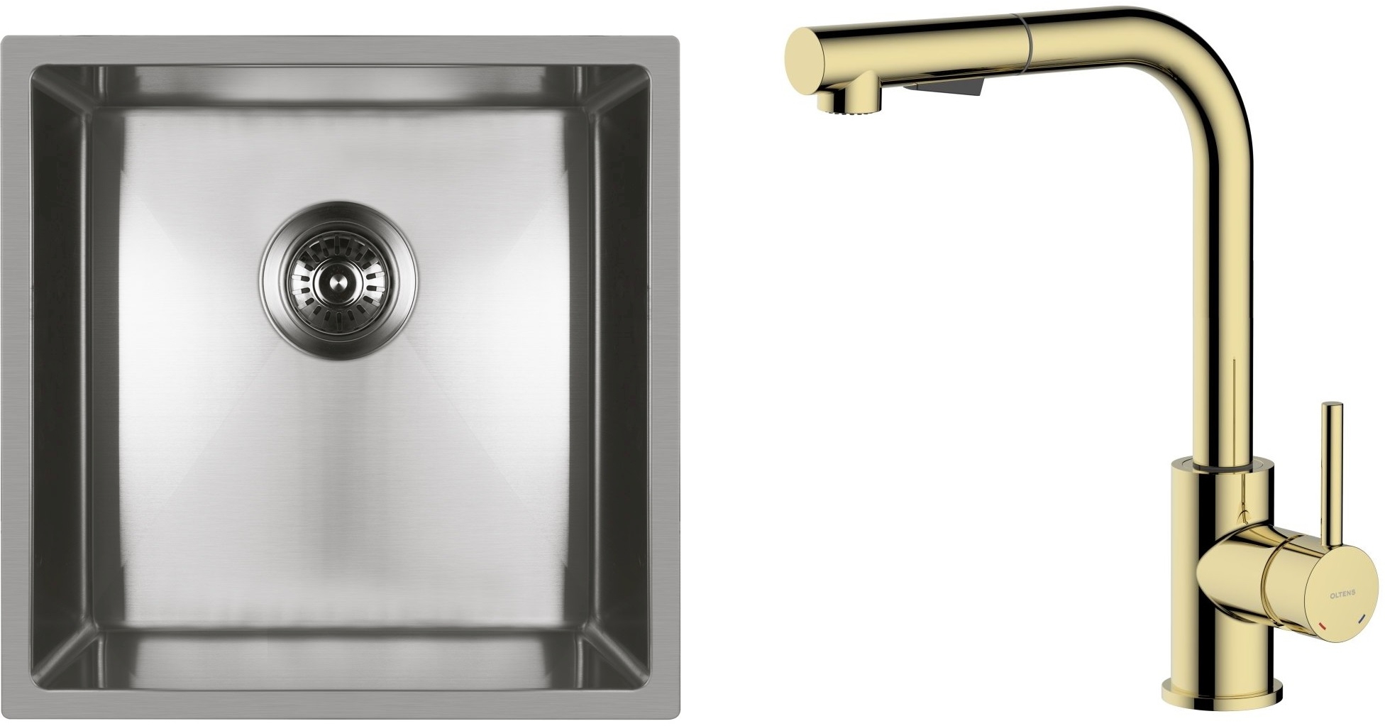 Set mitigeur de cuisine Oltens Myvat 35205800, évier en acier inoxydable Oltens Stalvask 71100100