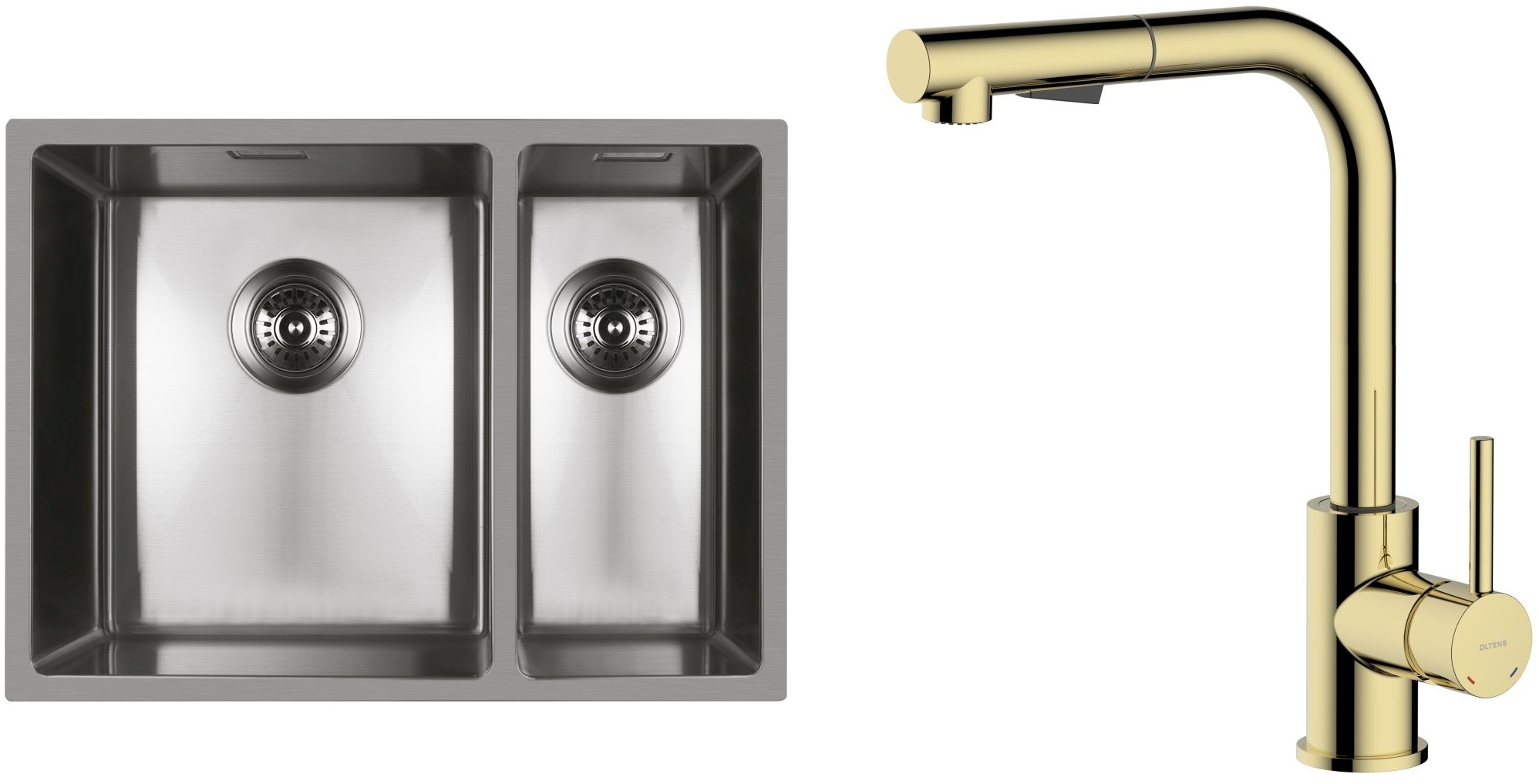 Set évier en acier inoxydable Oltens Stalvask 71200100, mitigeur de cuisine Oltens Myvat 35205800