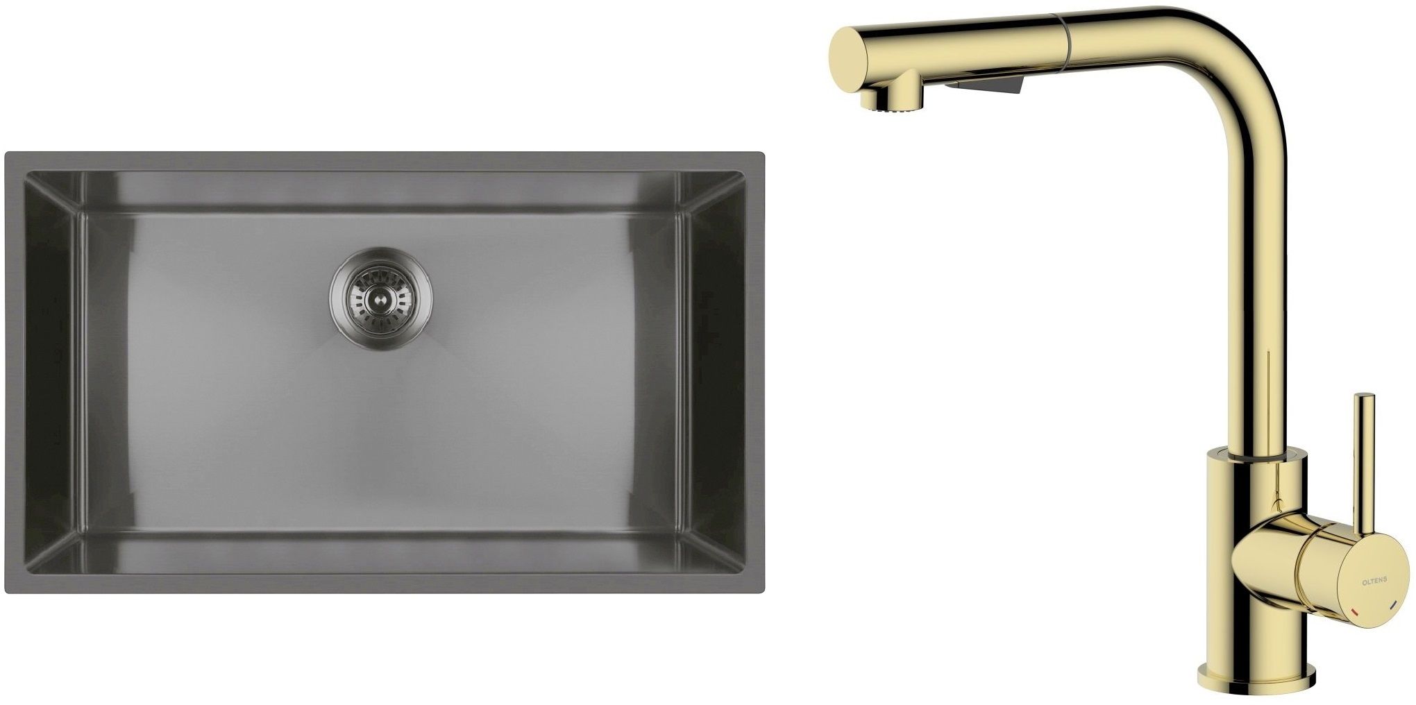 Set évier en acier inoxydable Oltens Stalvask 71102300, mitigeur de cuisine Oltens Myvat 35205800